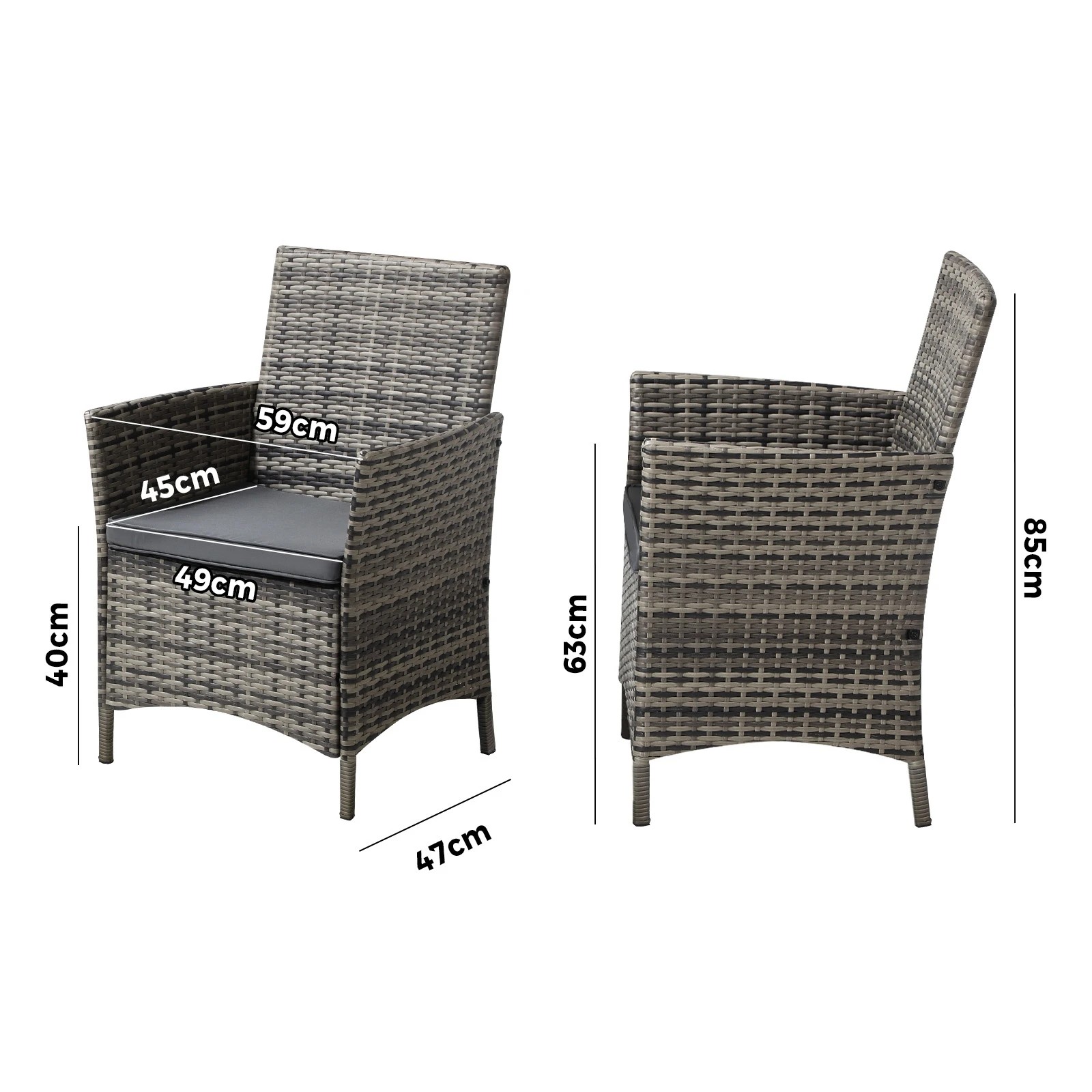 9 Livsip 2x Outdoor Dining Chairs Rattan Outdoor Patio Chairs Furniture
 - Grey, 9 of 10