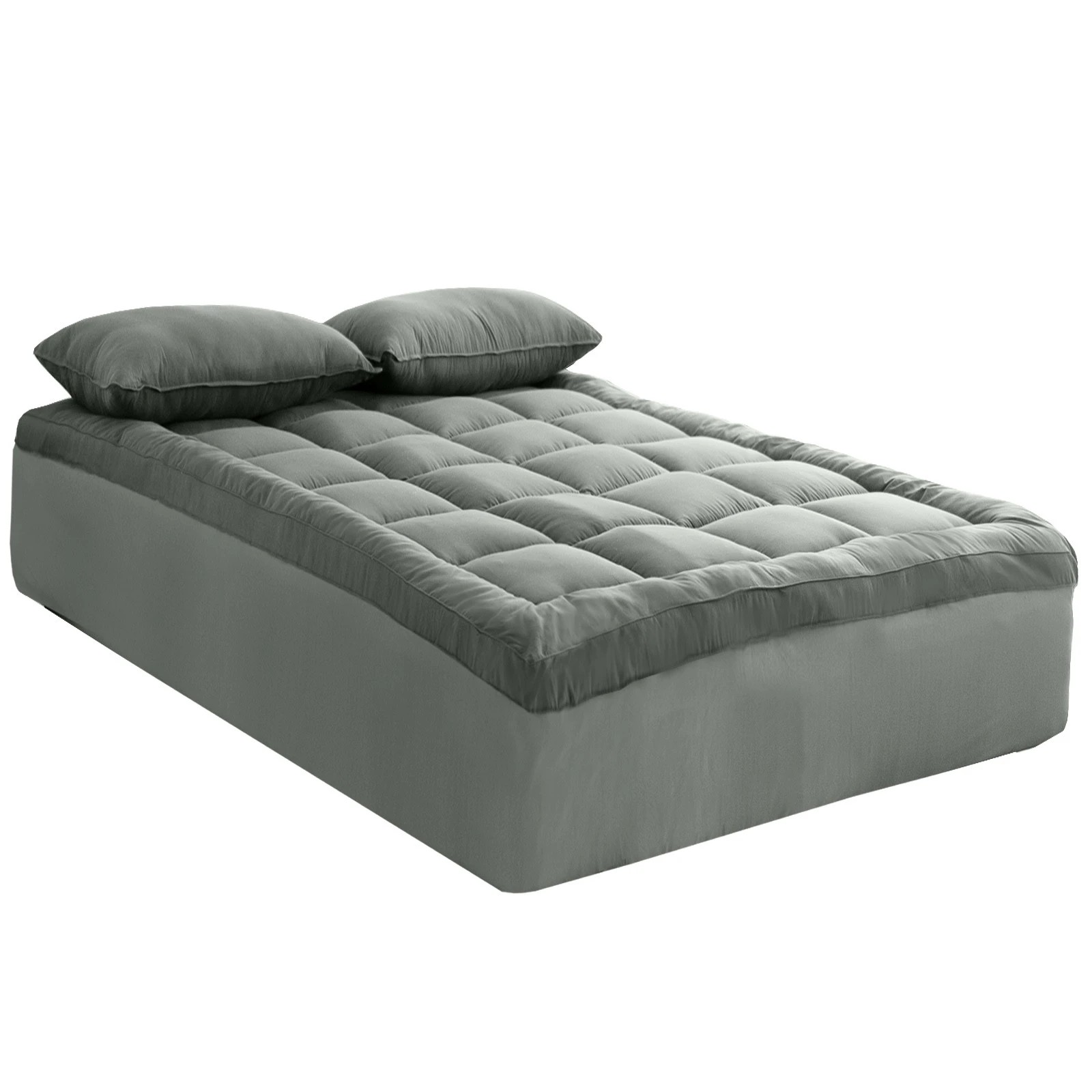 4 Royal Comfort Bamboo Blend Topper 800GSM 45cm Skirt Luxury Bedding - Single Bed - Charcoal, 4 of 10