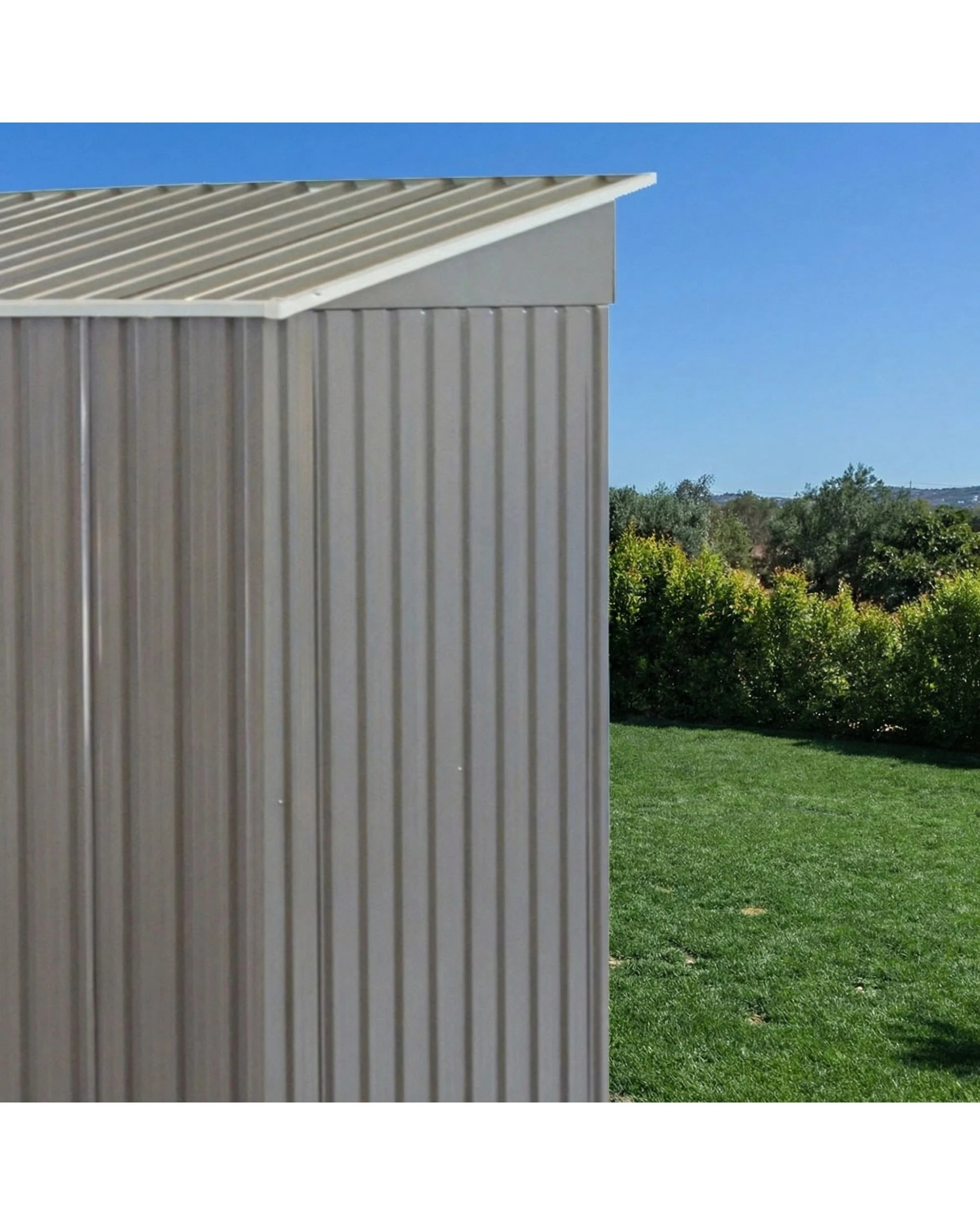 6 Wallaroo 4ft x 8ft Garden Sheds Tool Storage Outdoor Workshop Shelter Flat Roof with Base - Grey, 6 of 9