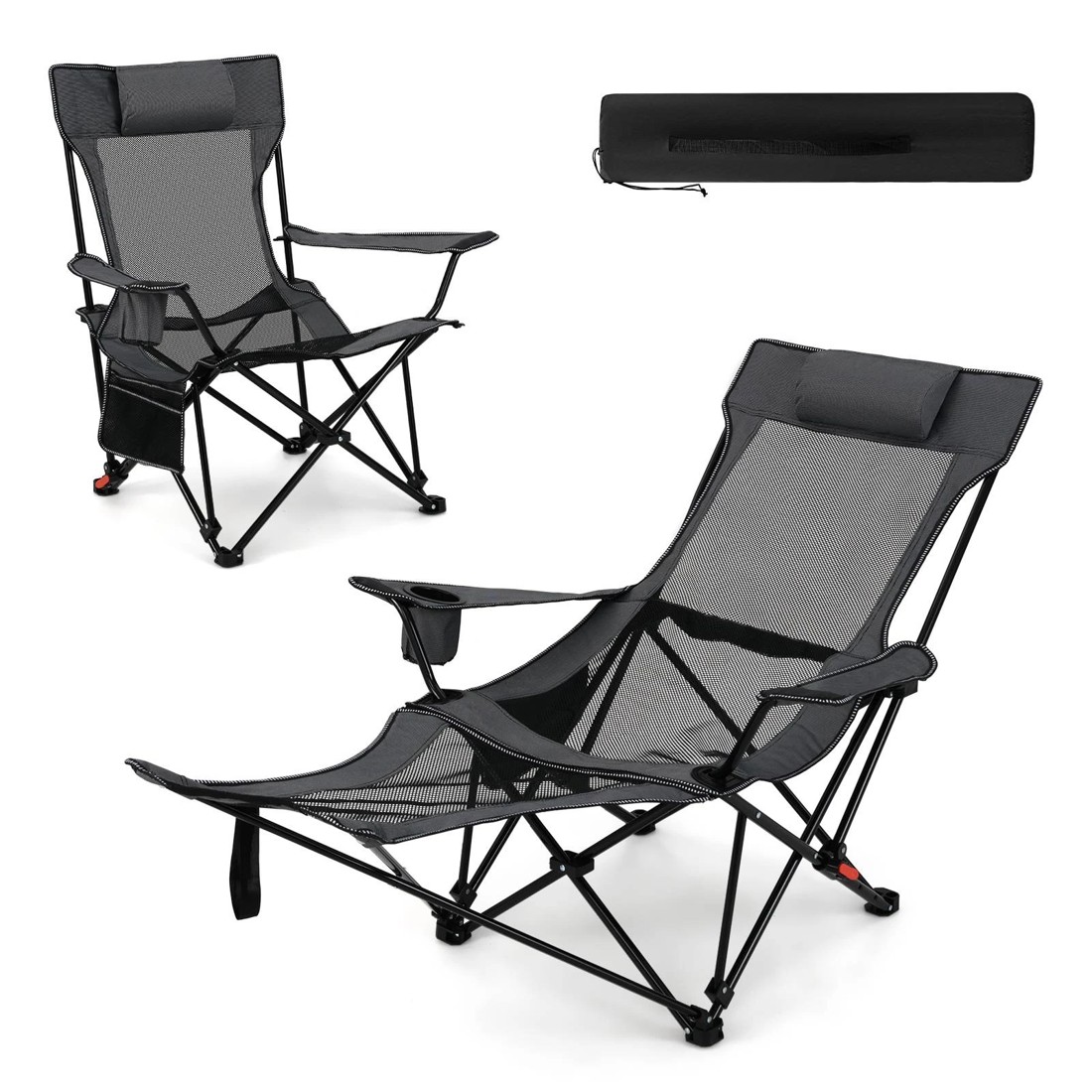 1 Costway Portable Camping Chair Folding Picnic Recliner, 1 of 1