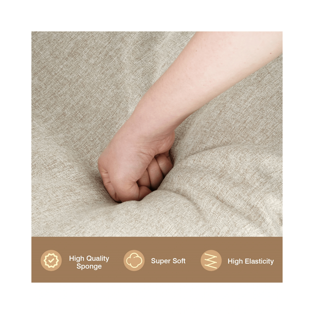 5 Advwin Sling Accent Chair Linen Lounge Chair Armchair with Upholstered Cushions & Side Pocket Beige, 5 of 10