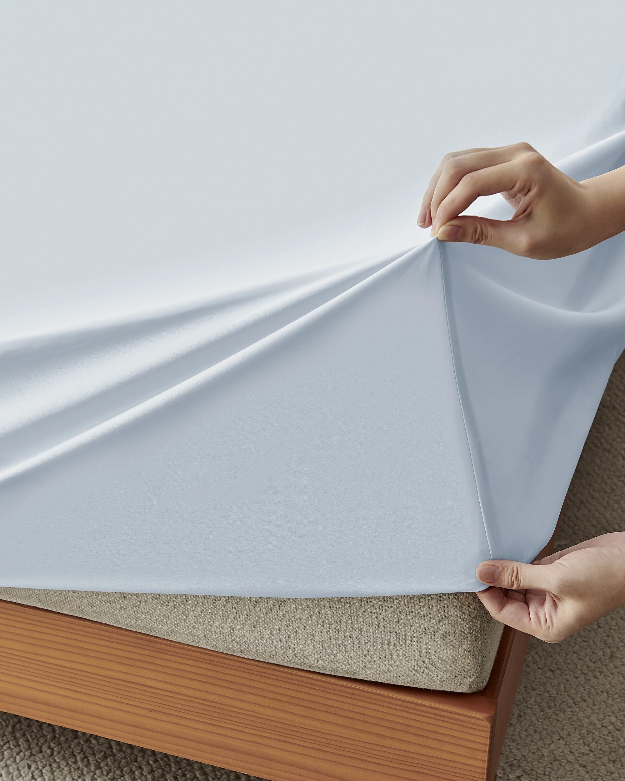 3 Dreamaker 400TC Premium Cotton Sateen Sheet Set - Double Bed - Sky, 3 of 7