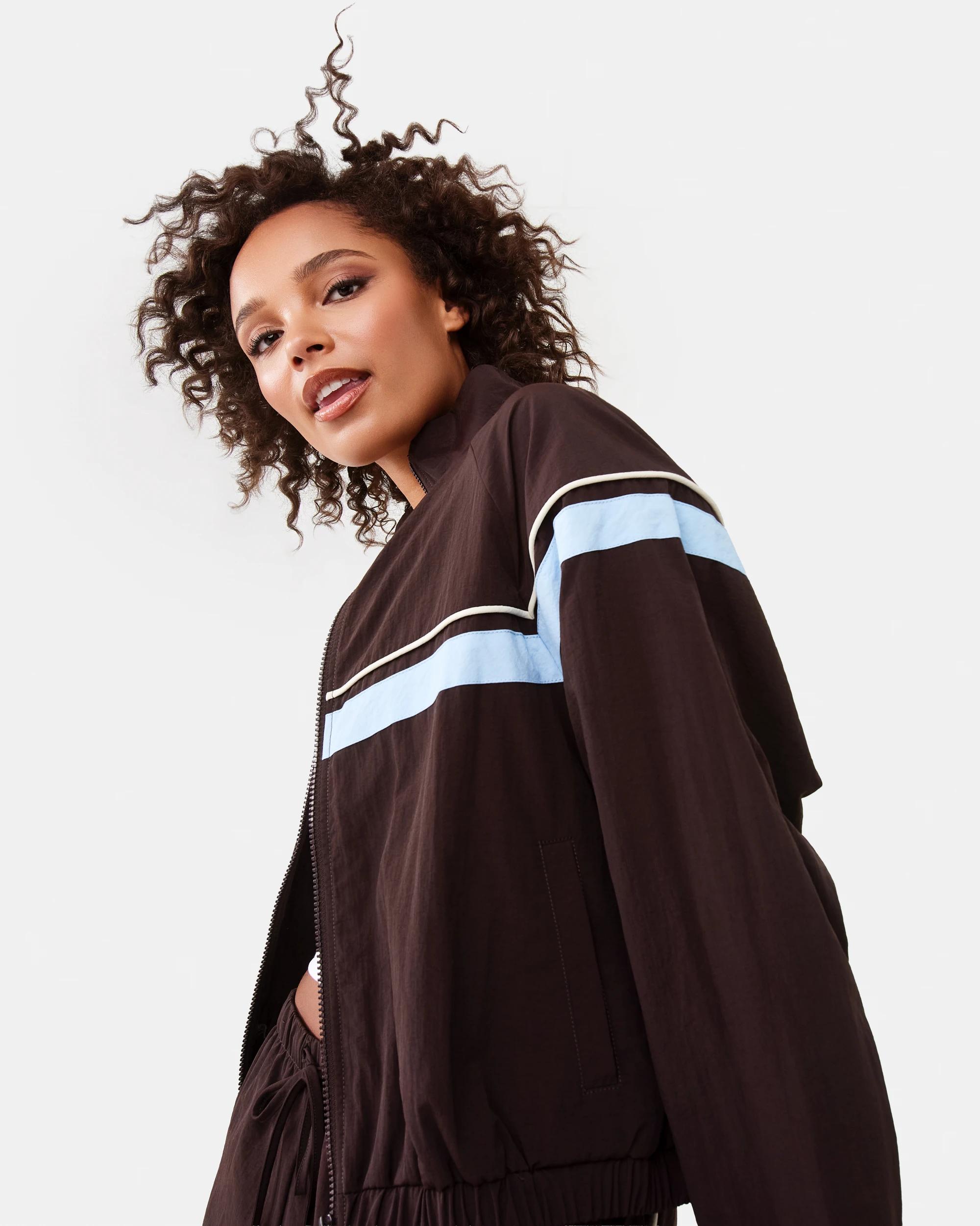 6 Sporty Zip Up Jacket Choc Plum, 6 of 10