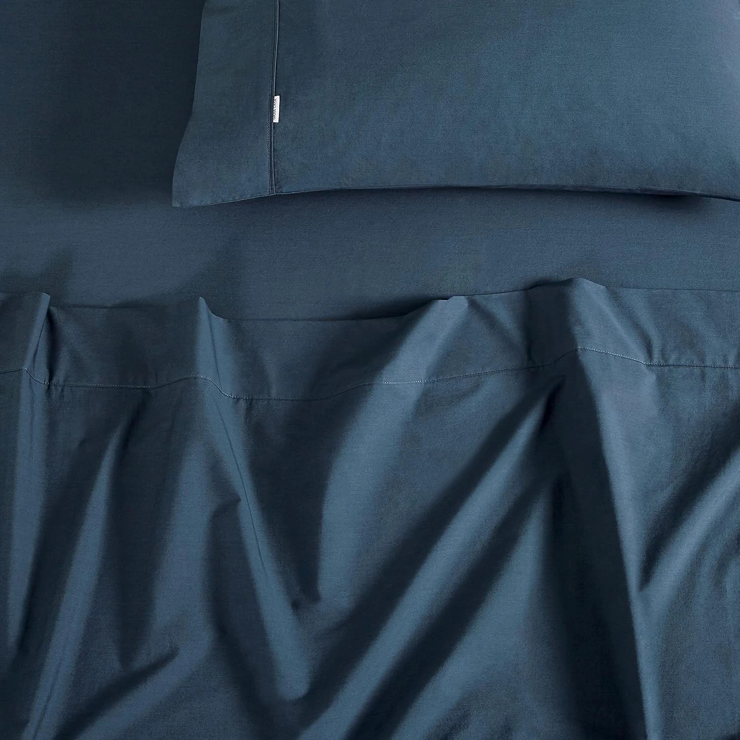 2 Gioia Casa Vintage Washed Cotton Sheet Set Soft Breathable - Single Bed - Dark Indigo, 2 of 4