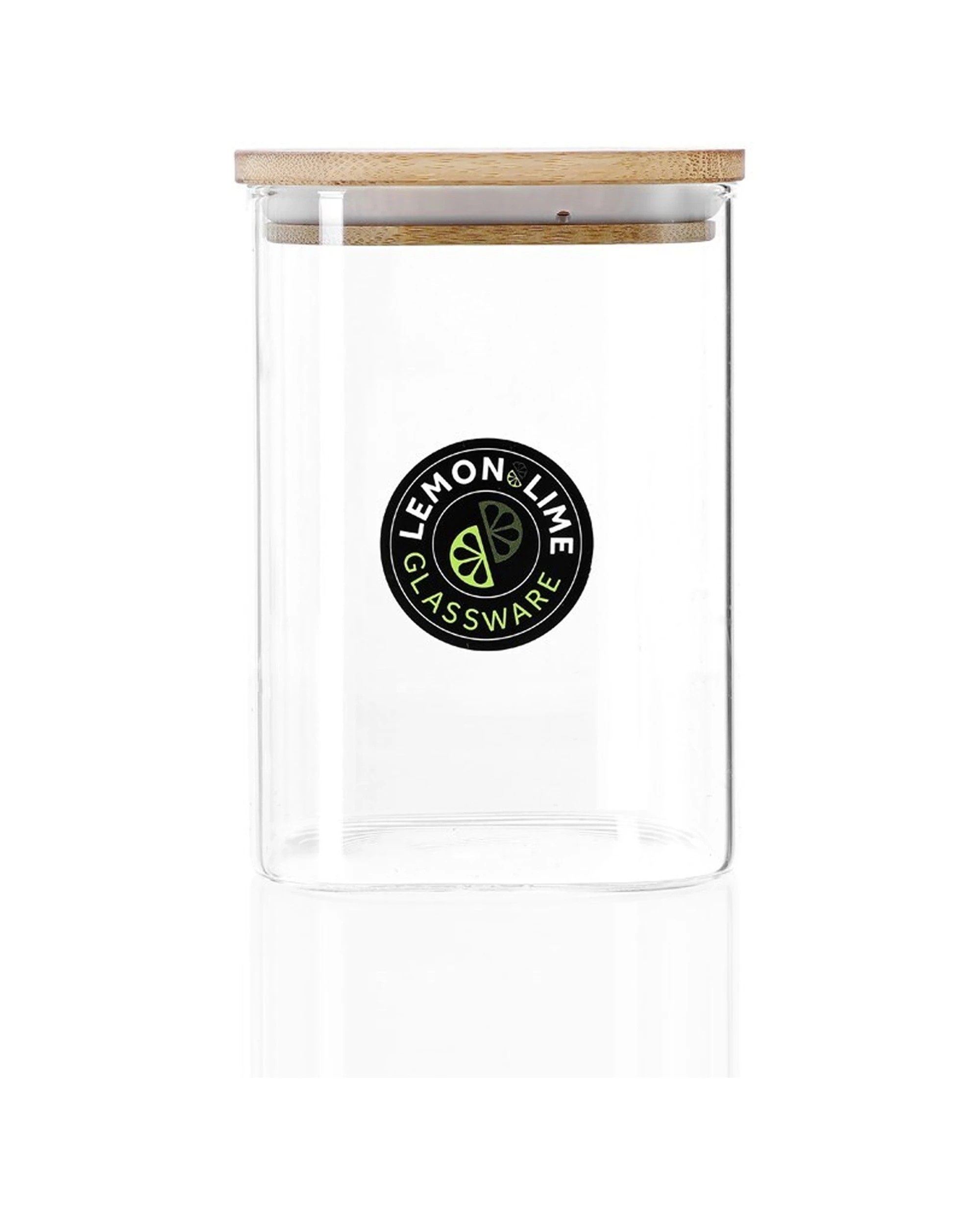1 Lemon & Lime Camden Square Glass Jar 1.1l Bamboo Lid Kitchen Storage Container
 - Natural, 1 of 6