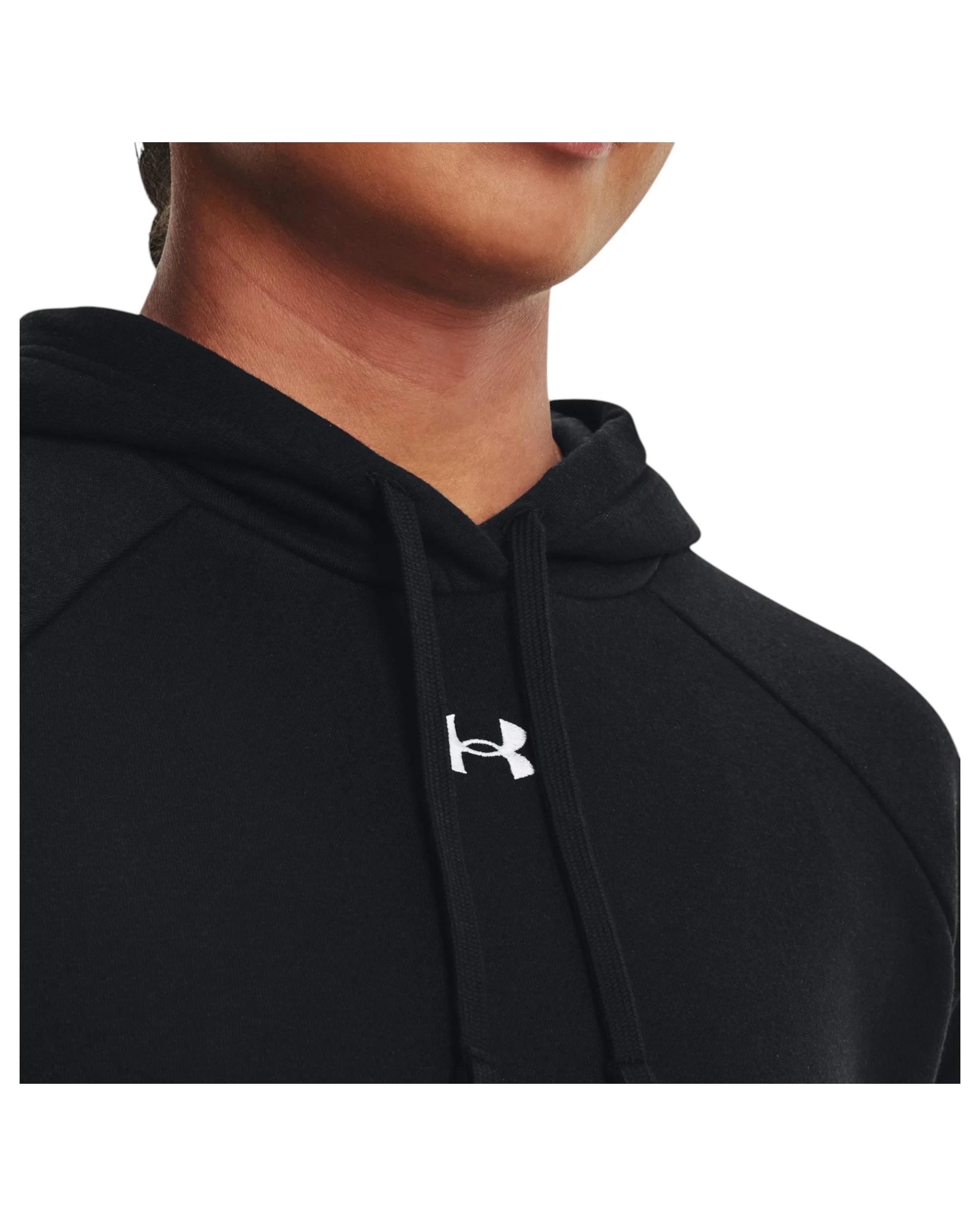 5 Under Armour Womens Rival Fleece Black/ White Hoodie BLACK, 5 of 6