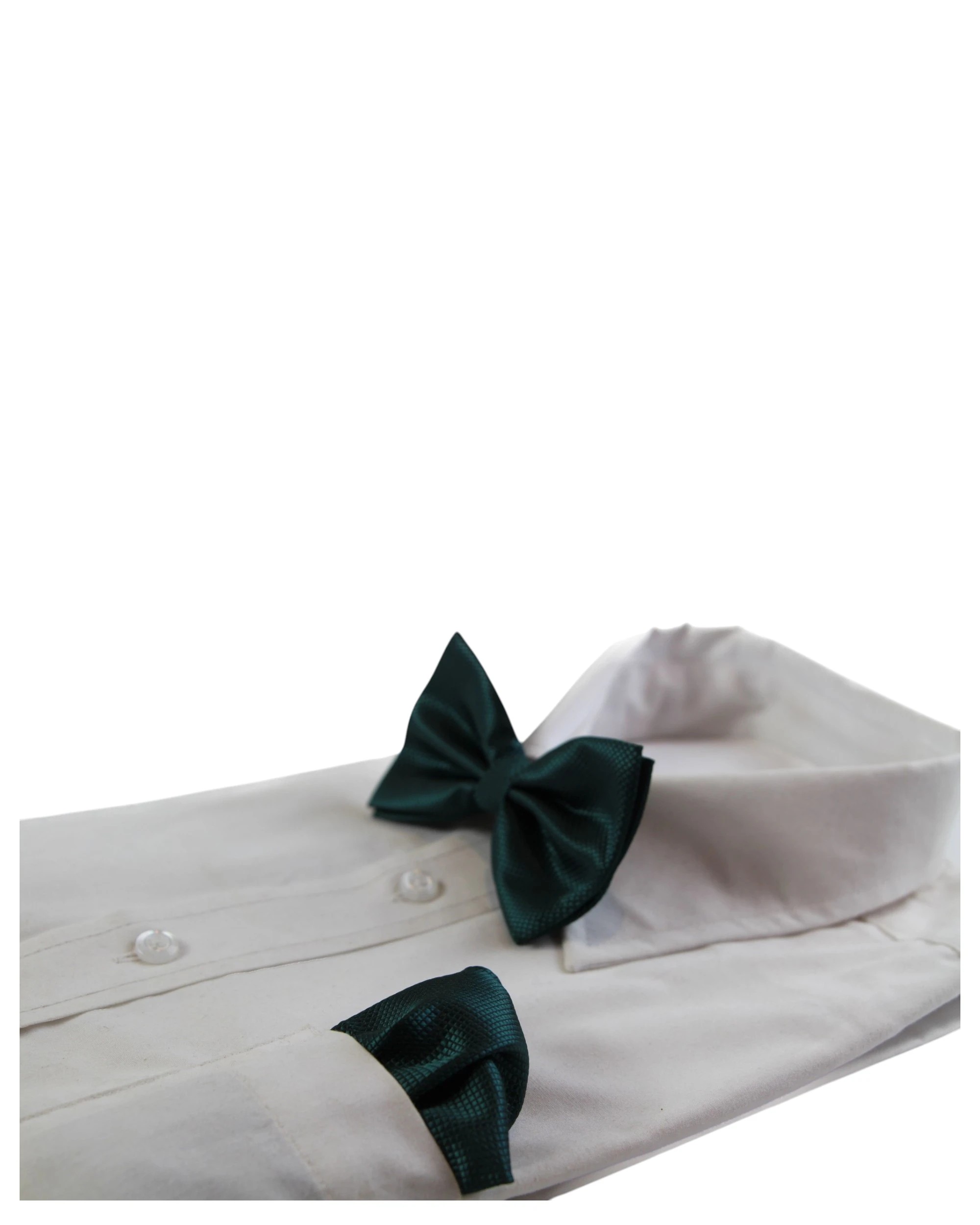 3 Zasel Mens Plain Coloured Checkered Bow Tie & Matching Pocket Square Set - Green, 3 of 3