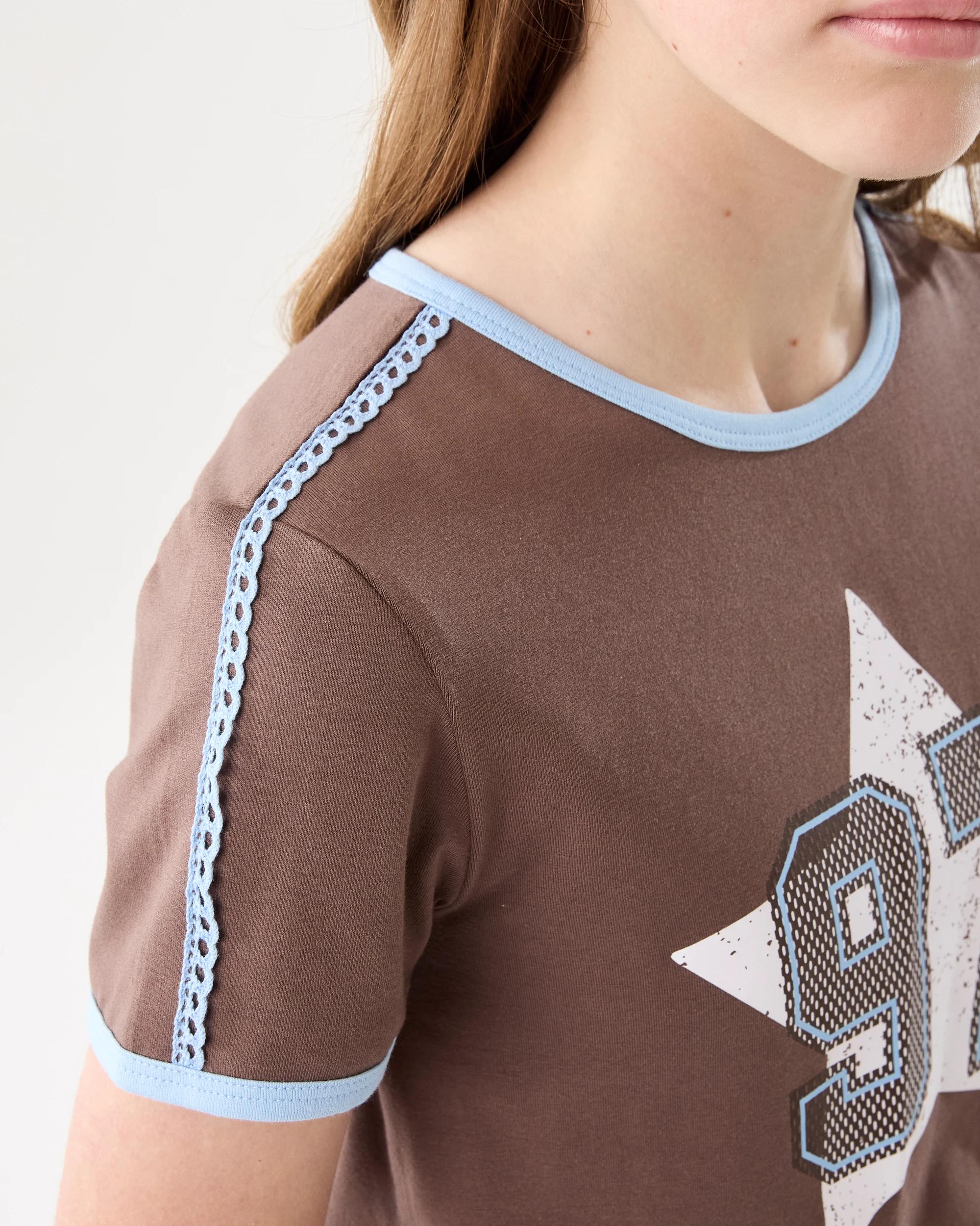 5 Short Sleeve Ringer T-shirt Brwn Star, 5 of 7
