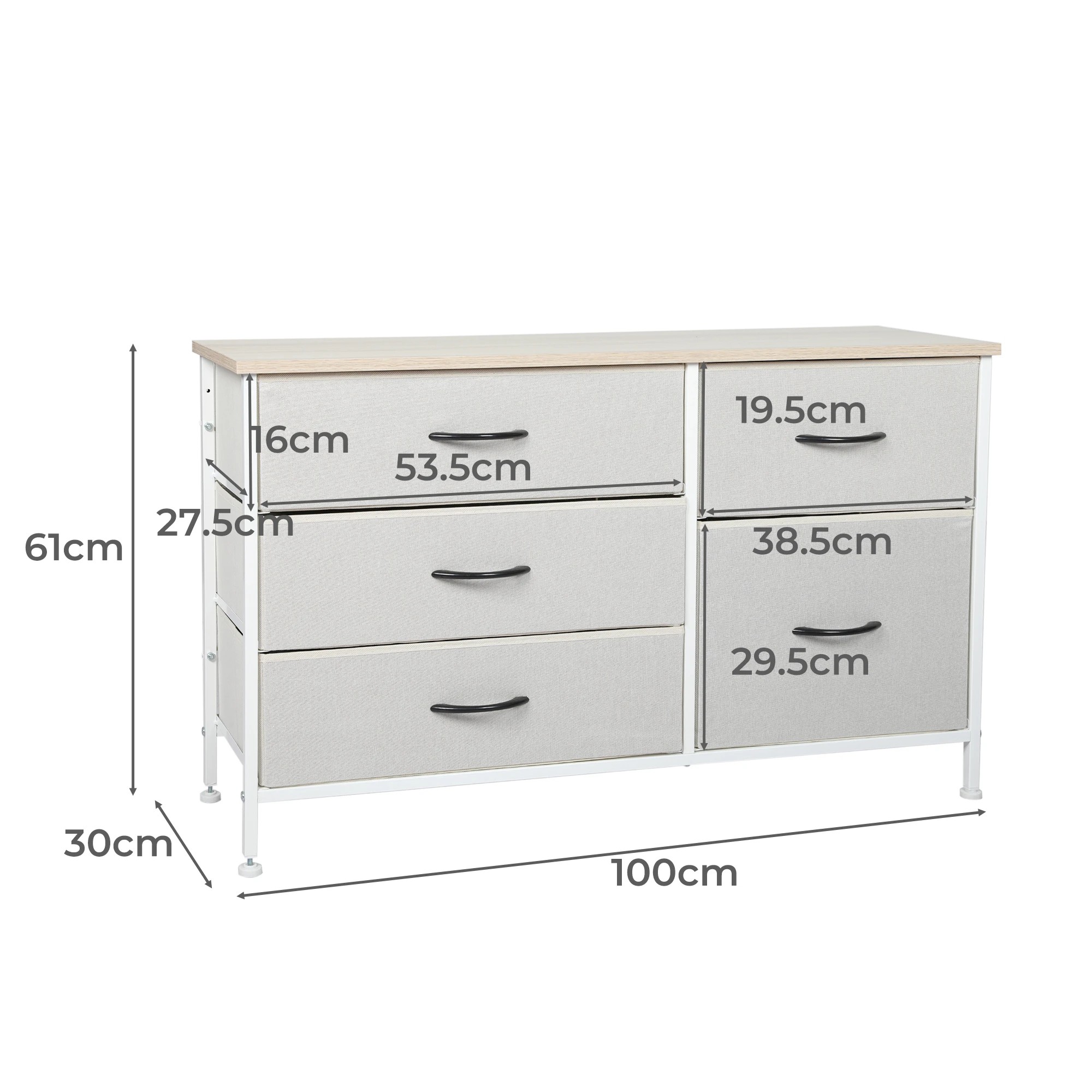3 Levede 5 Drawer Chest Of Drawers - Beige, 3 of 7