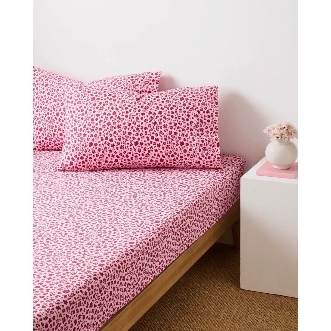 1 Target Australian Cotton Leopard Floral Mix & Match Fitted Sheet - Pink, 1 of 3