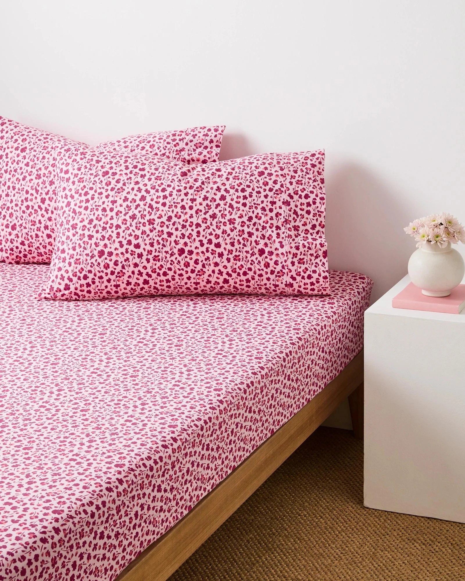 1 Target Australian Cotton Leopard Floral Mix & Match Fitted Sheet - King Bed - Pink, 1 of 3