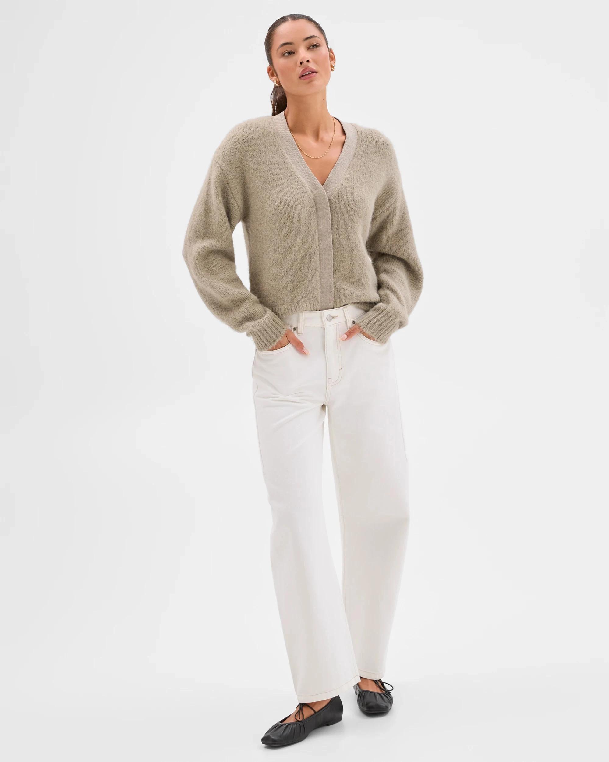 7 Lily Loves Contrast Bind Cardigan CHAMOIS TAN, 7 of 7