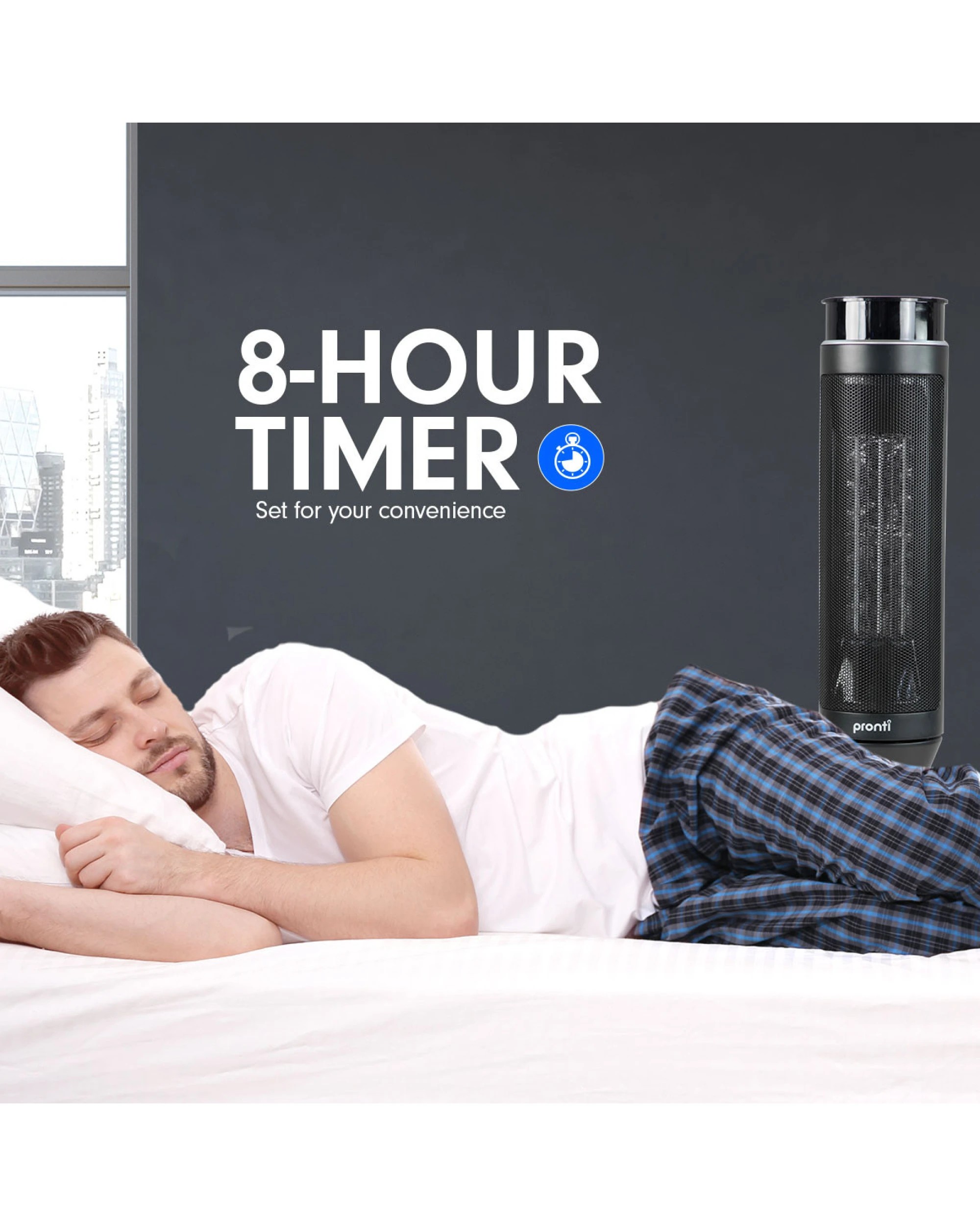 7 Pronti Electric Tower Heater 2000W Ceramic Portable Remote - Black, 7 of 8