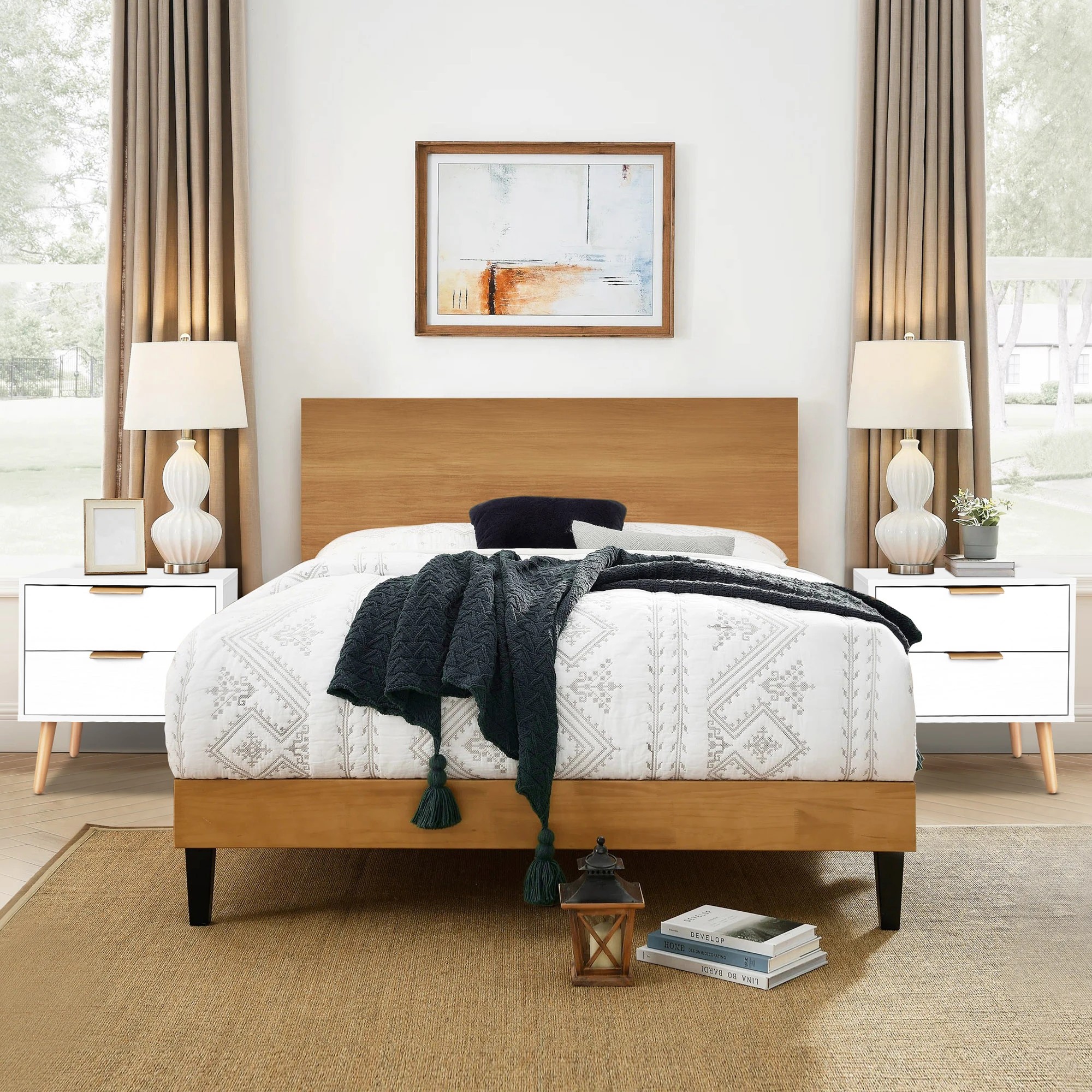 5 Alfordson Bedside Table Nightstand Side Storage Cabinet Scandinavian - White, 5 of 10