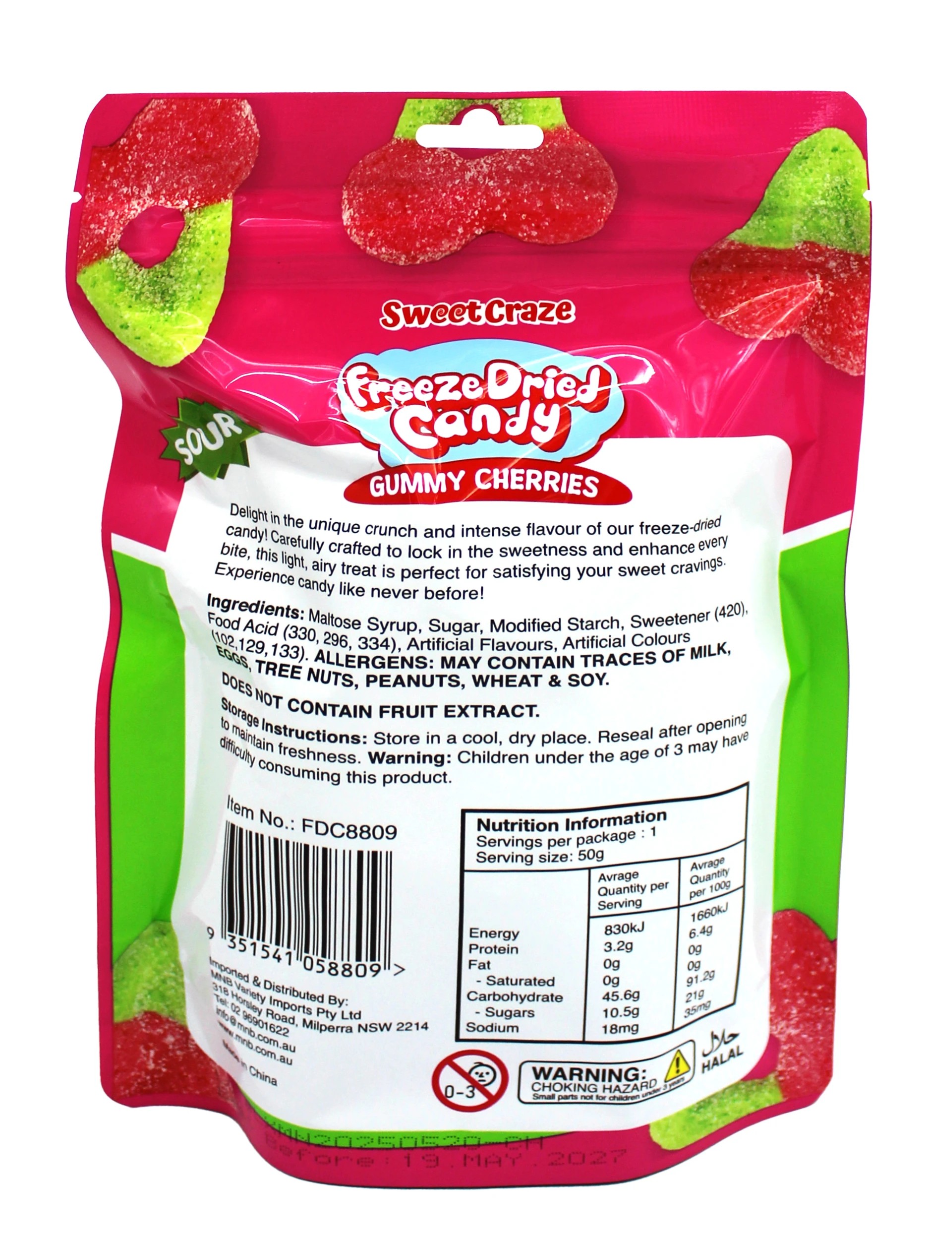 2 Sweet Craze Sour Freeze Dried Candy 50g - Gummy Cherries, 2 of 2
