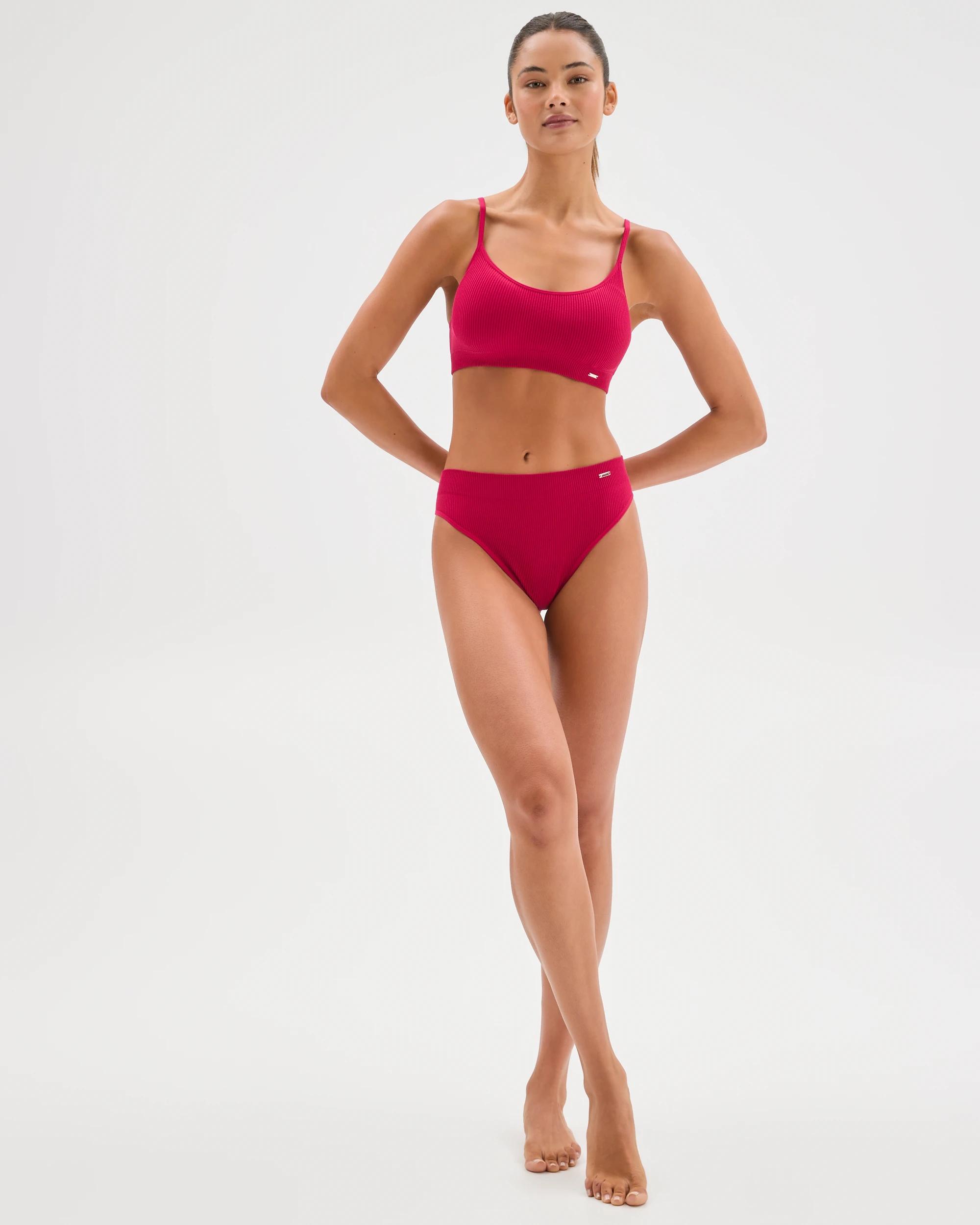 1 Ribbed Seamfree Strappy Crop Top - Lily Loves RED, 1 of 5