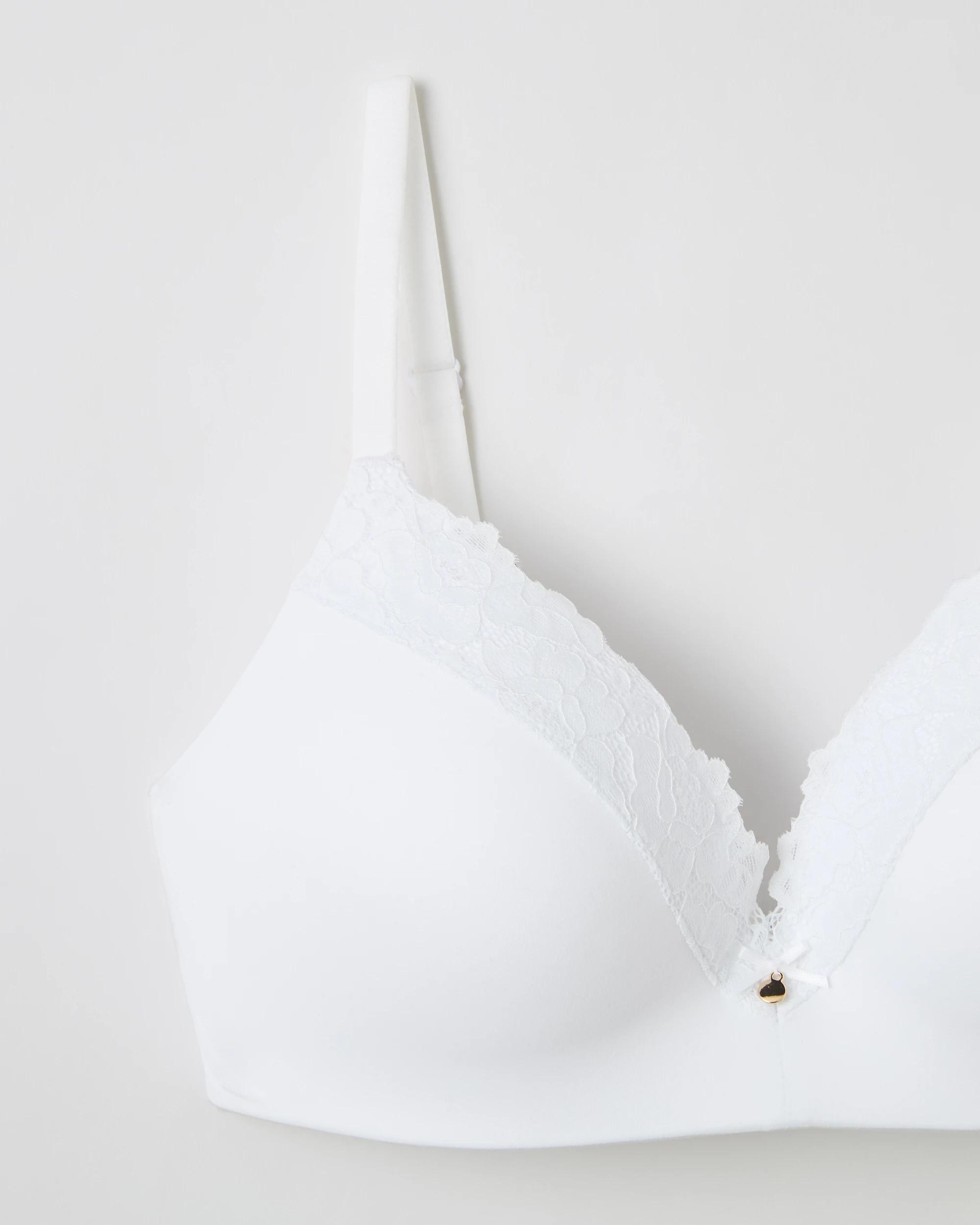 2 Target Woman Lace Trim Overlay Wirefree T-Shirt Bra WHITE, 2 of 5