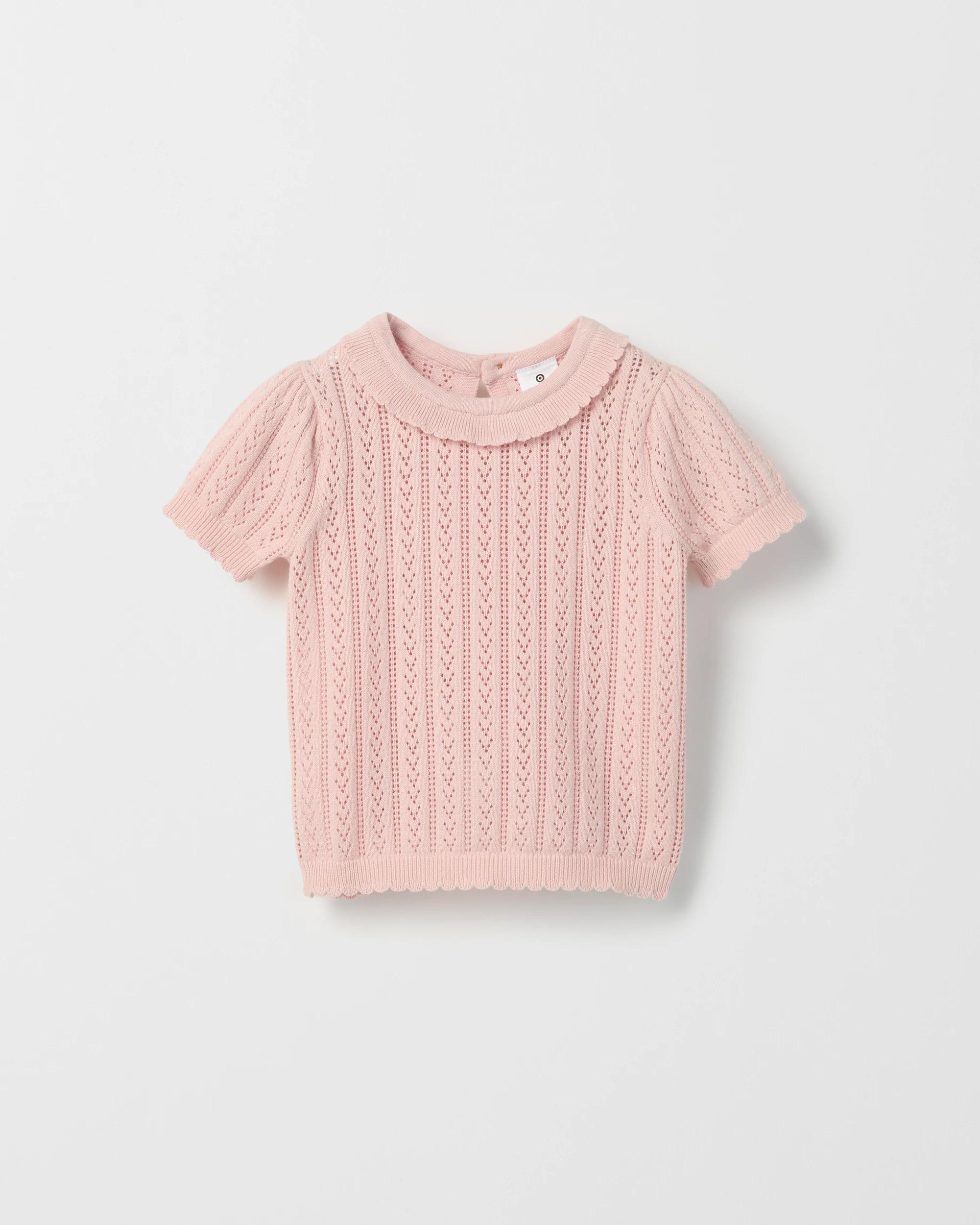 1 Target Baby Organic Cotton Pointelle True Knit Top PINK, 1 of 2