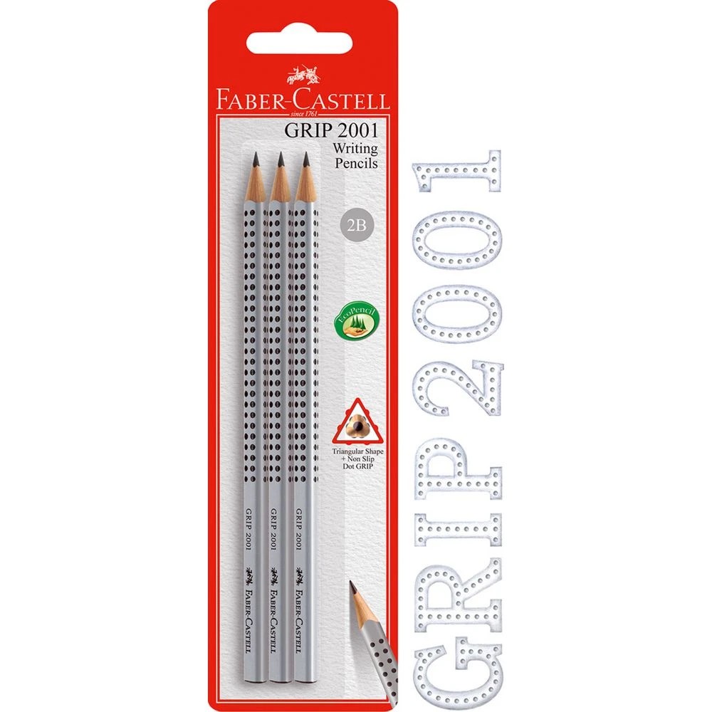 3 Faber-Castell Triangular Grip Graphite Pencils 2B 3 Pack, 3 of 7