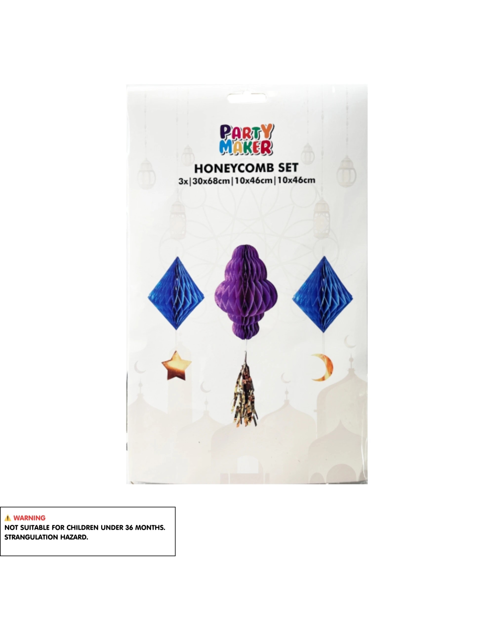 3 Party Maker Eid Honeycomb Hanging Decorations Pack of 3 - Multi, 3 of 3