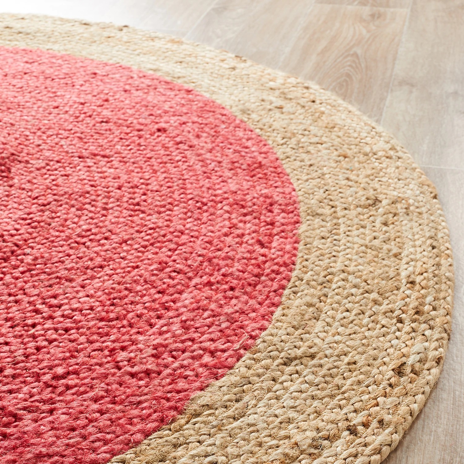 4 Common Ground Rugs Solace Polo 150x150cm - Small Round Handwoven Jute Rug - Red, 4 of 6