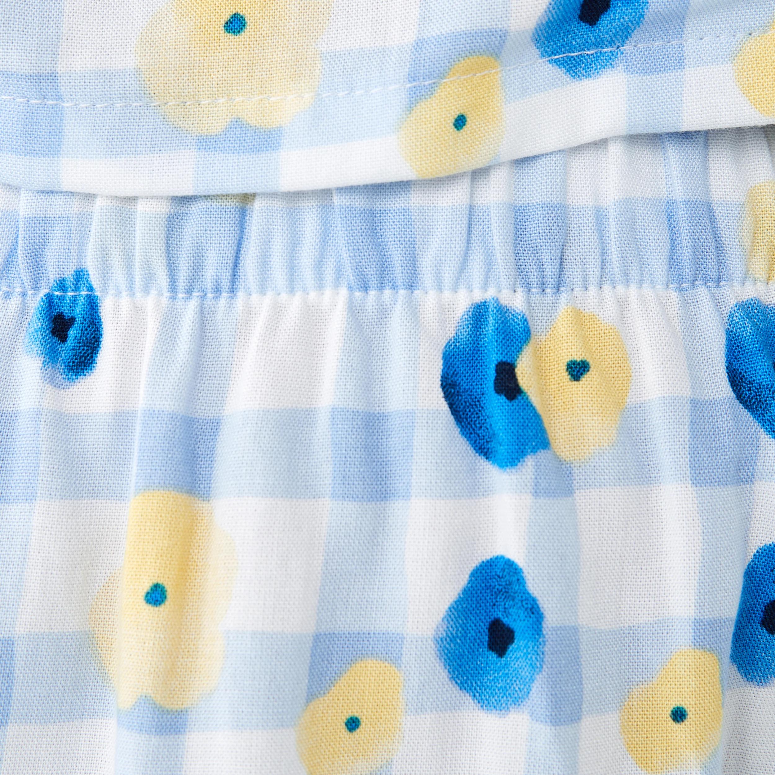 6 Short Sleeve Top and Shorts Woven Boxy Pyjama Set PANSY GINGHAM HALOGEN BLUE, 6 of 7