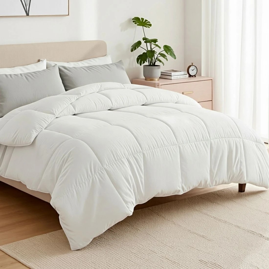 8 Giselle Bedding King Size 400GSM Microfiber Quilt All Season Duvet Quilts Comforter Winter Summer - King Bed - White, 8 of 8