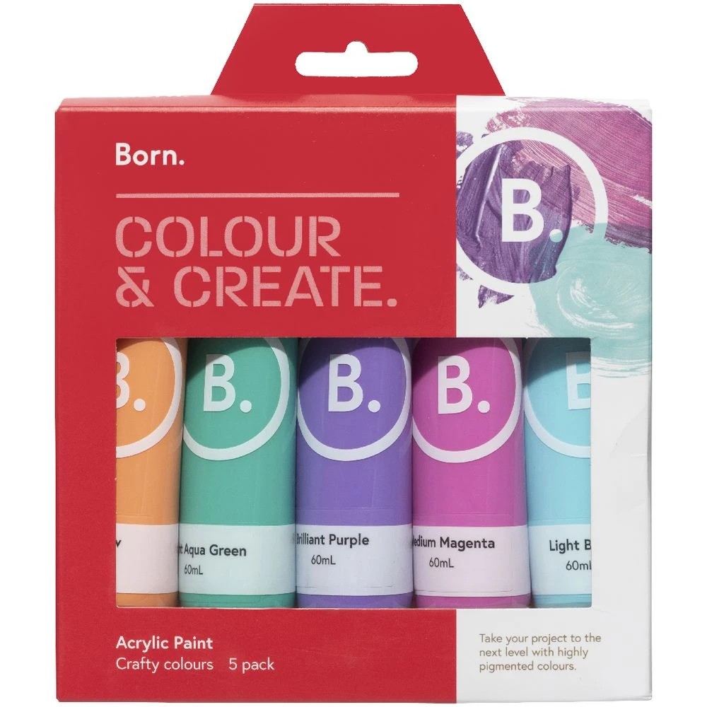 2 Born Acrylic Paints 60mL 5 Pack Crafty Colours, 2 of 6