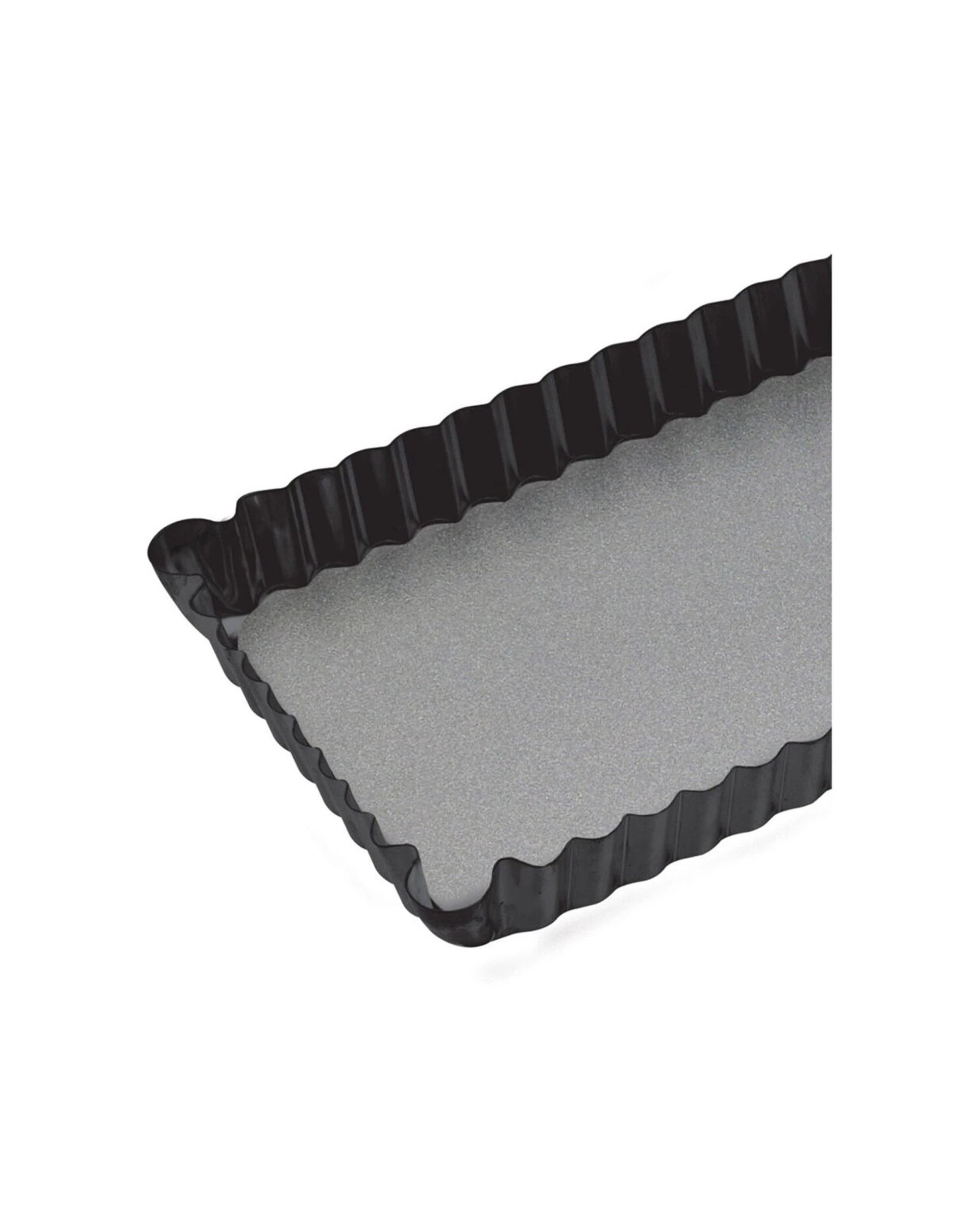 6 Mastercraft 2x 36x13cm Loose Base Non-Stick Rectangle Flan Quiche Pan - Black, 6 of 7