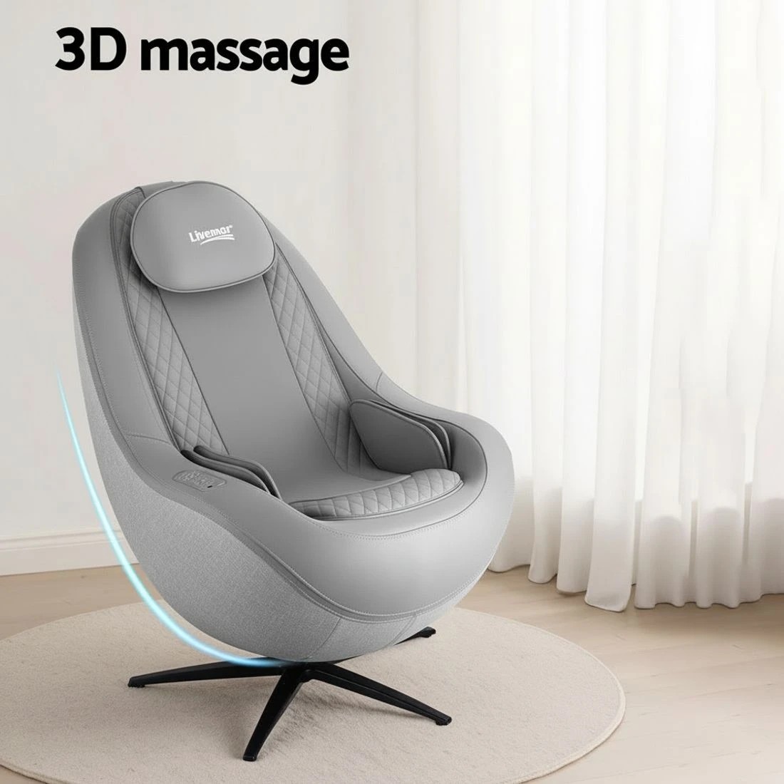 4 Livemor Massage Chair Electric Recliner Home Massager 3D ROLI - Grey, 4 of 9