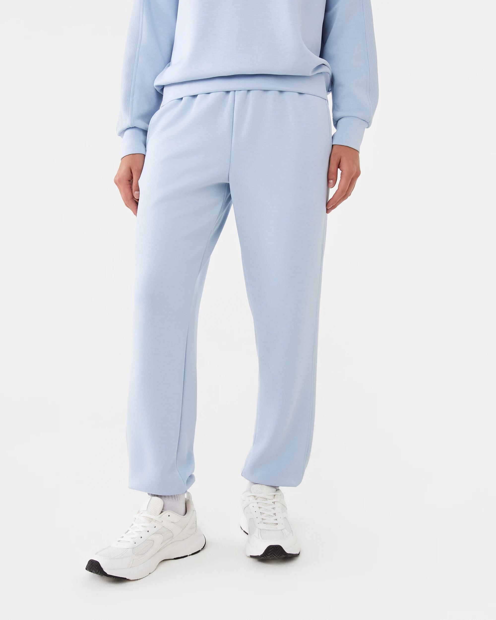 1 Active Womens Soft Modal Ribbed Panel Trackpants Seashell, 1 of 6