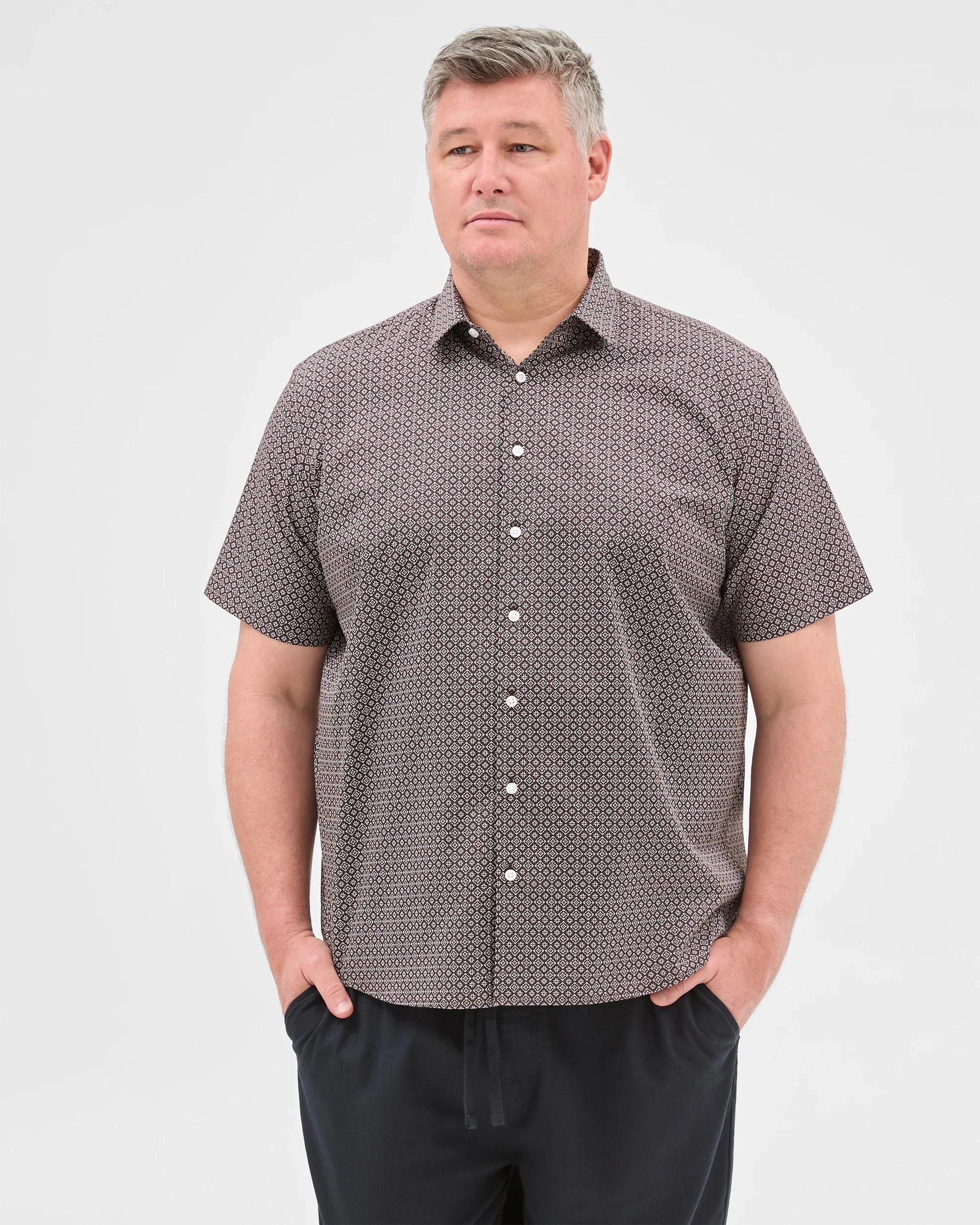 1 Target Man Plus Plus Size Australian Cotton Short Sleeve Print Shirt CHOC, 1 of 6