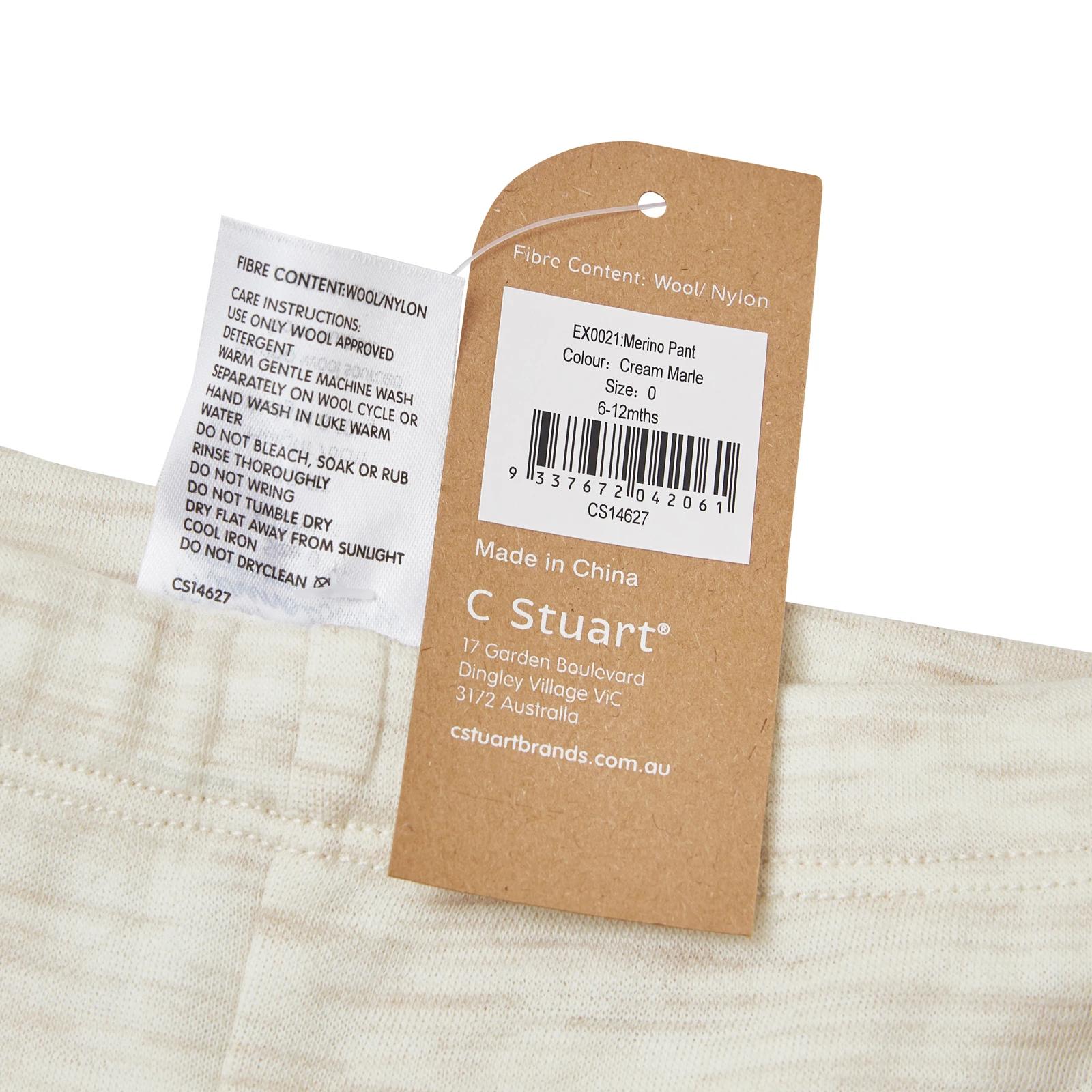 4 Merino Baby Australian Merino Wool Merino Pant- Cream Marle CREAM MARLE, 4 of 7