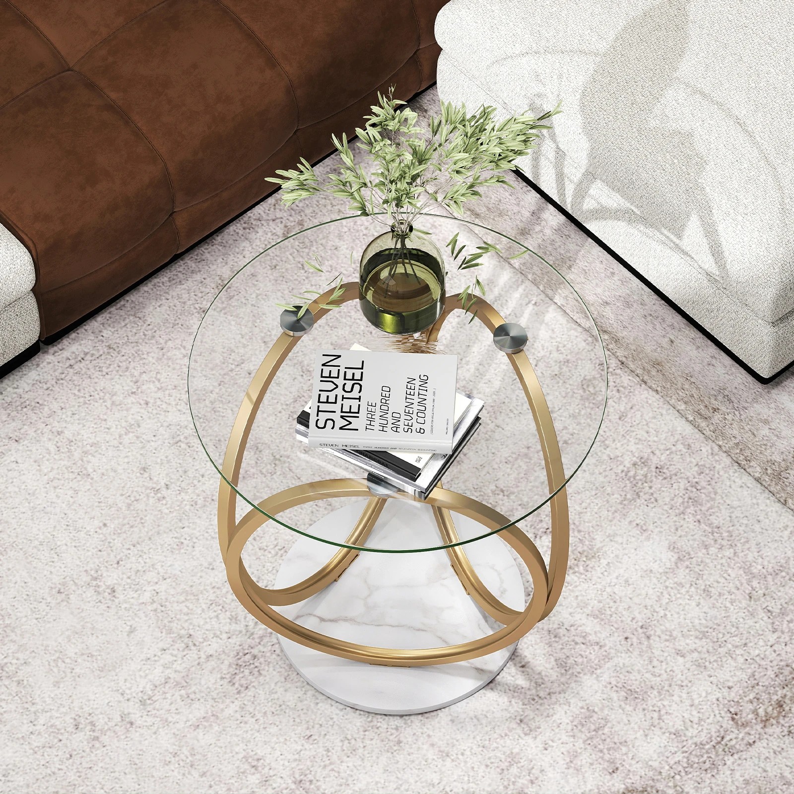 4 Costway Tempered Glass Coffee Table Modern Accent Center Table, 4 of 7