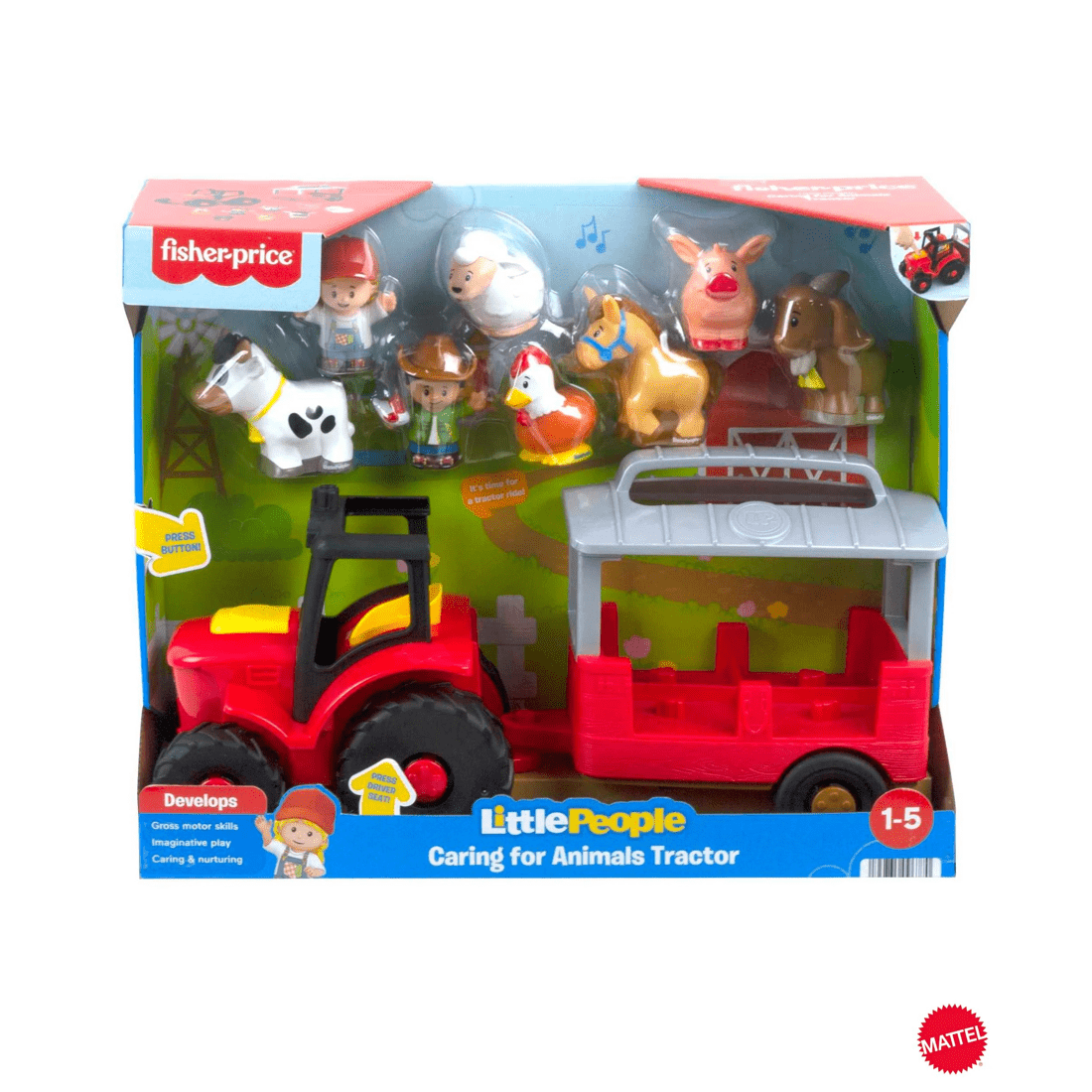 1 Fisher Price Mattel Little People Caring For Animals Tractor Gift Set Musical Farm Truck
 - Multi, 1 of 6