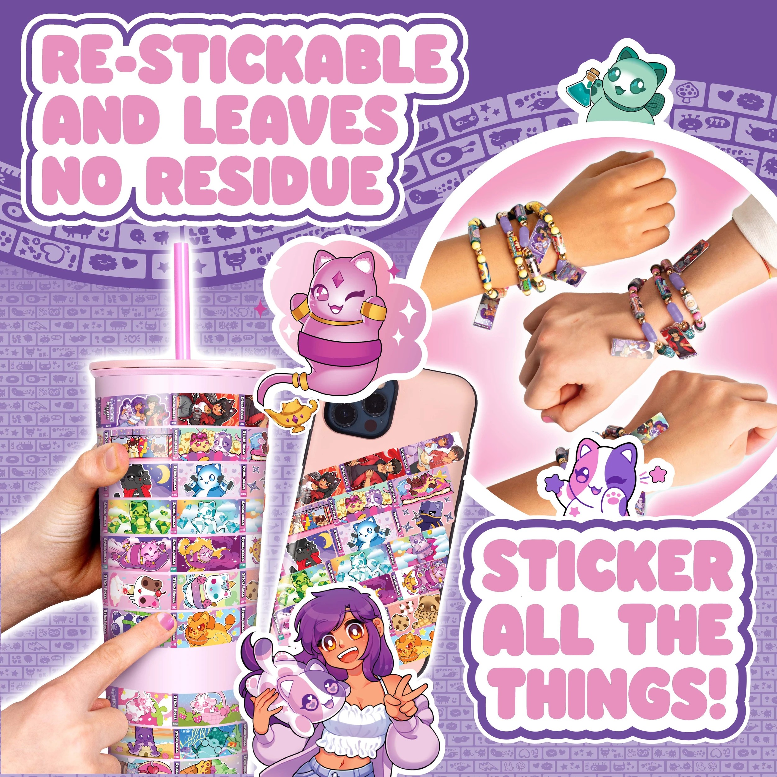 4 Sticki Rolls x Aphmau Sticki Pendant and Bracelet Set - Assorted, 4 of 9