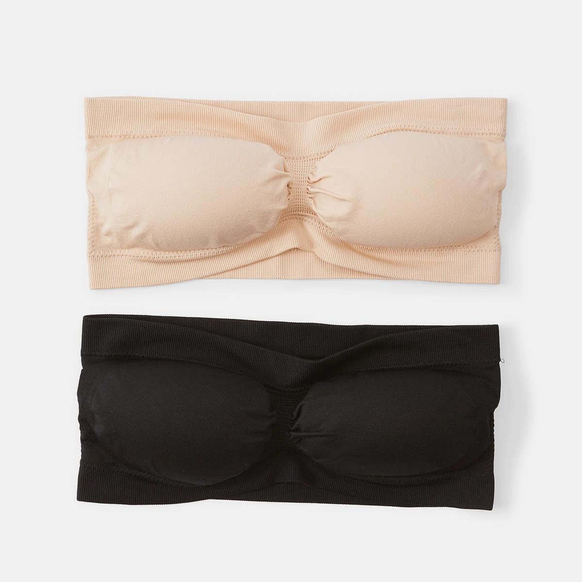 1 2 Pack Seamfree Bandeau BLACK, BEIGE, 1 of 7