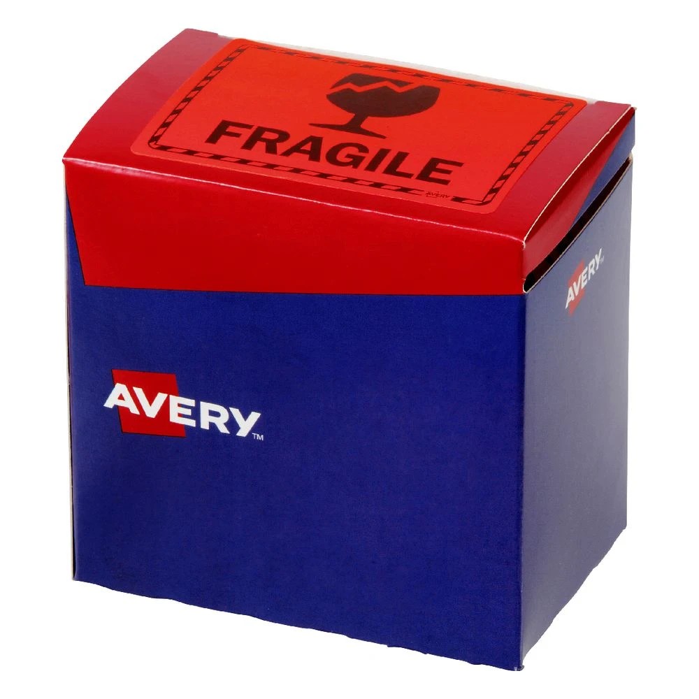 3 Avery Fragile Labels 75 x 99.6mm Orange, 3 of 3