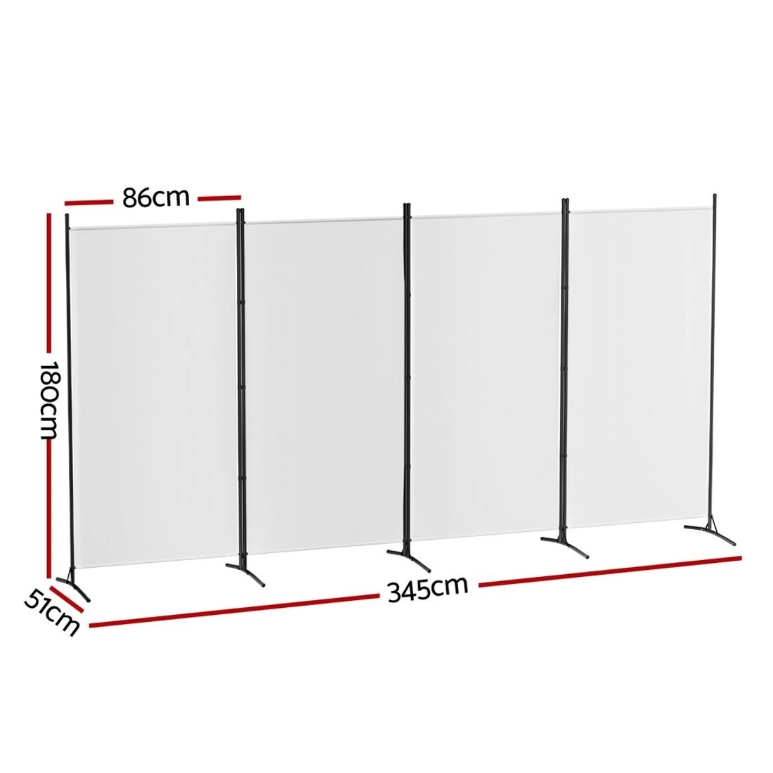 3 Artiss 4 Panel Room Divider Screen 345x180cm Fabric - White, 3 of 7