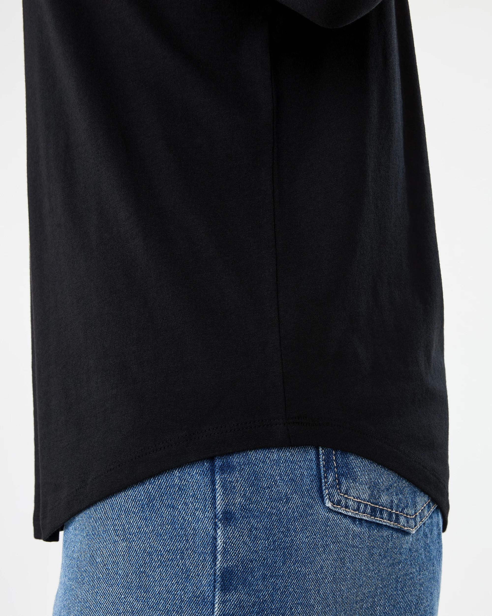 6 Long Sleeve Cotton Modal T-shirt Black, 6 of 6