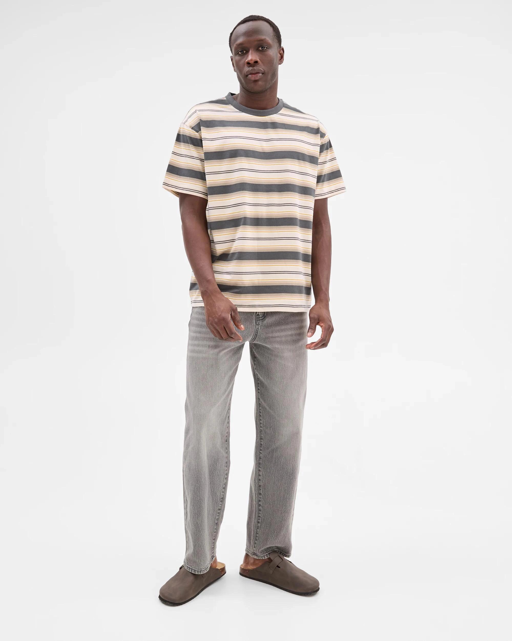 2 Australian Cotton Heavy Core T-Shirt- Commons BROWN STRIPE, 2 of 7