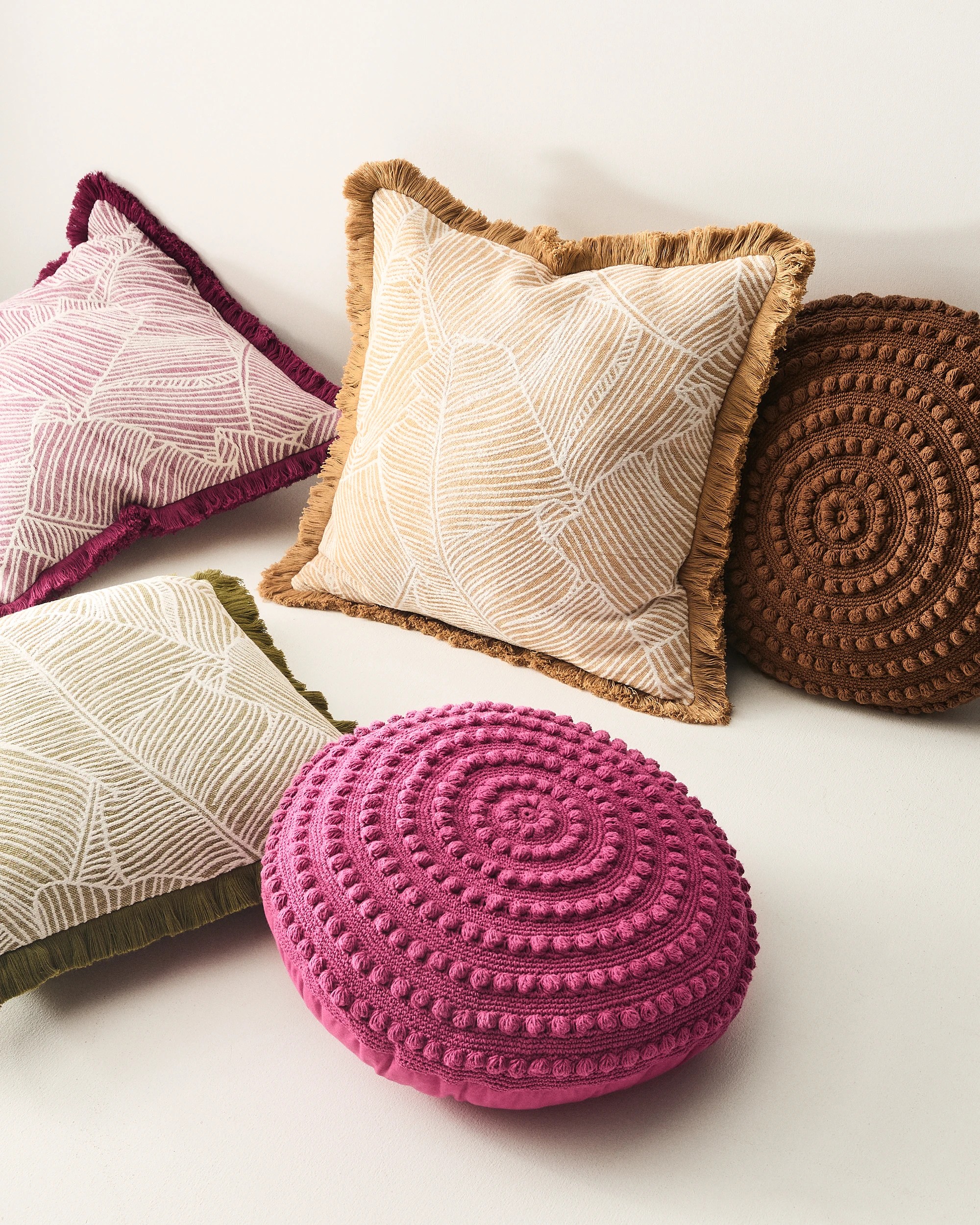 3 Target Zinnia Round Cotton Crochet Cushion - Brown, 3 of 5