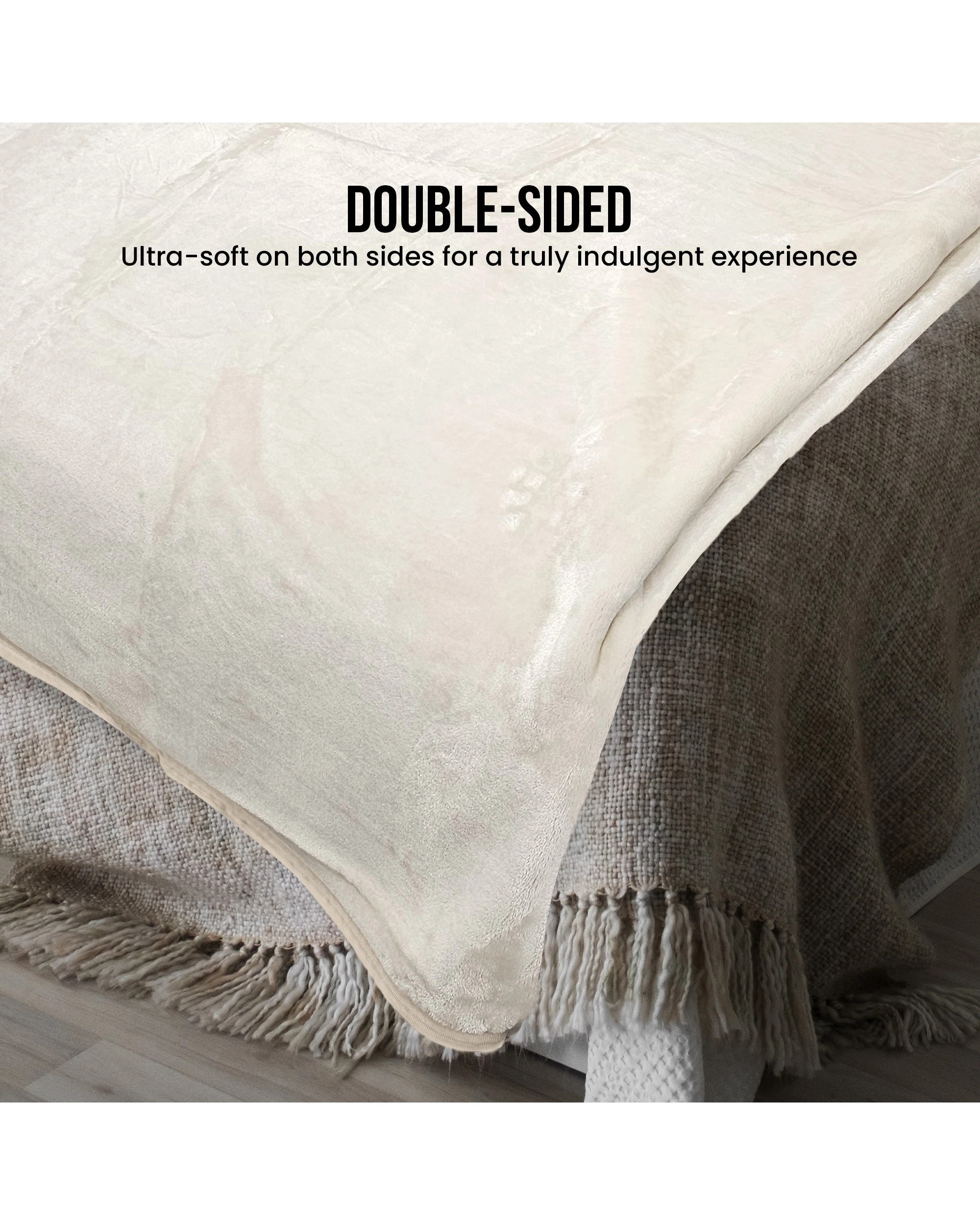 7 Laura Hill 3m X 3m Xl Faux Mink Blanket Double-sided Soft Plush Bed Oversized Throw Rug Beige
 - Super King Bed, 7 of 8