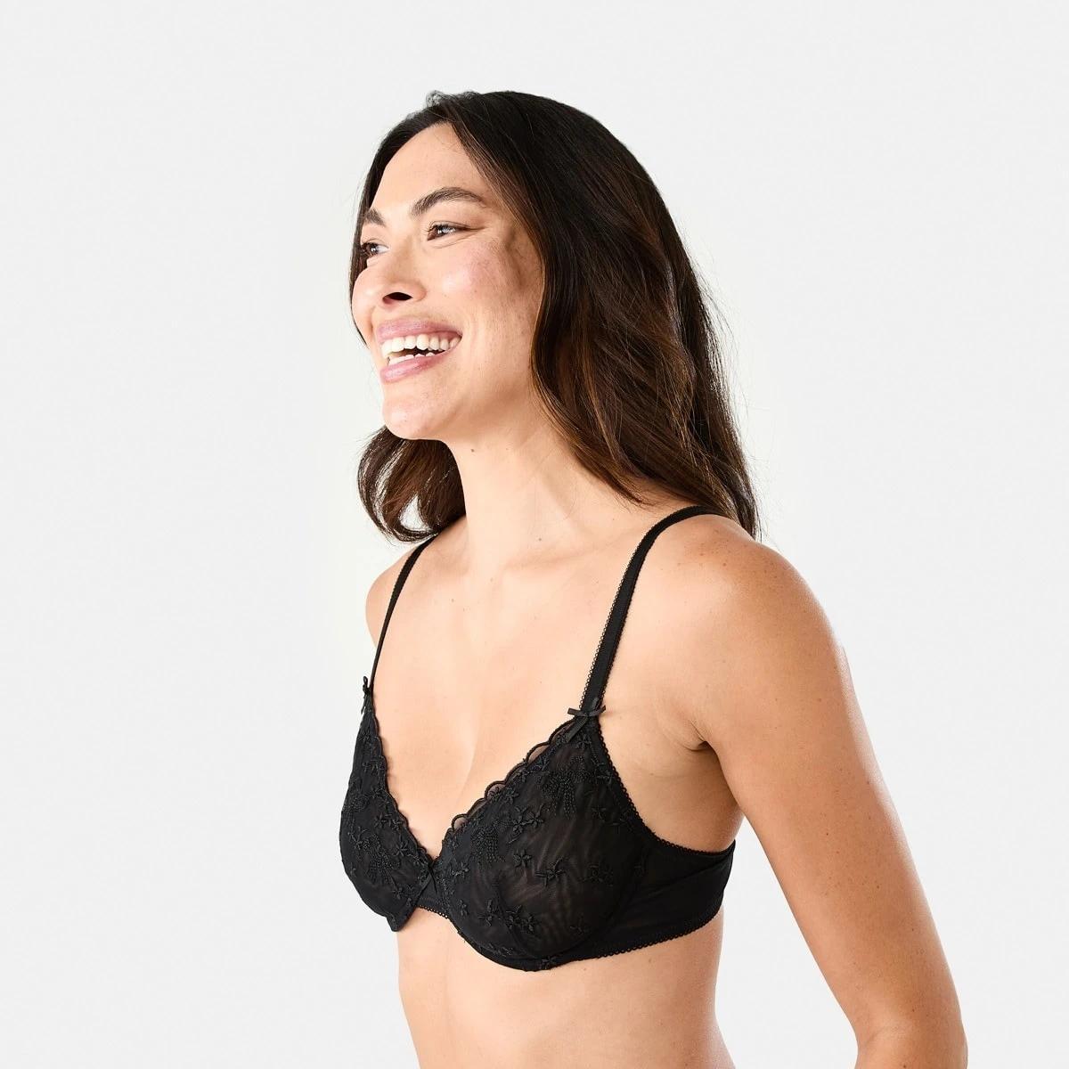 2 Co-ordinated Soft Cup Mesh Underwire Bra Bow Frl Bk, 2 of 8