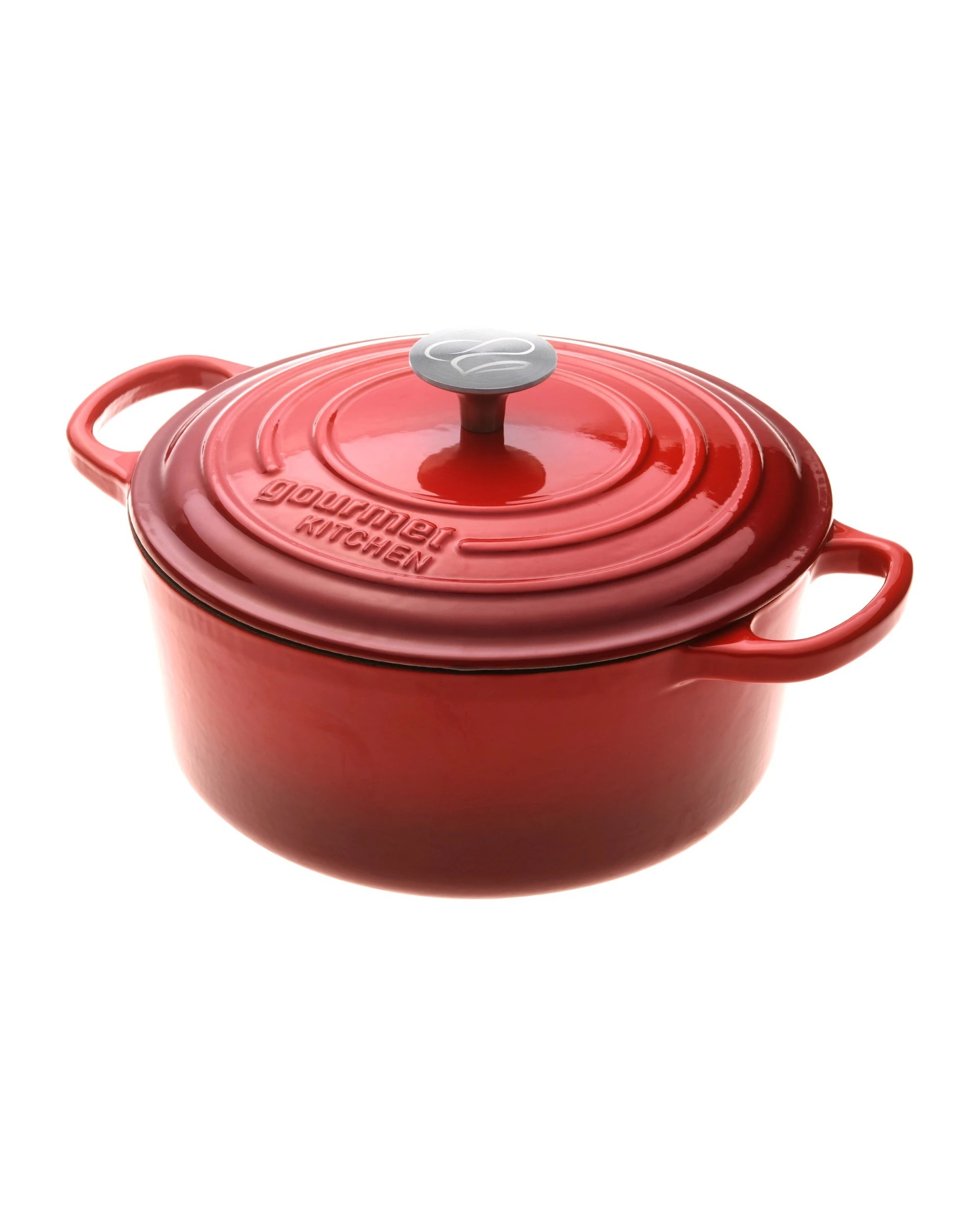 4 Gourmet Kitchen Enamelled Cast Iron Casserole 24cm - Black Cherry Red, 4 of 8