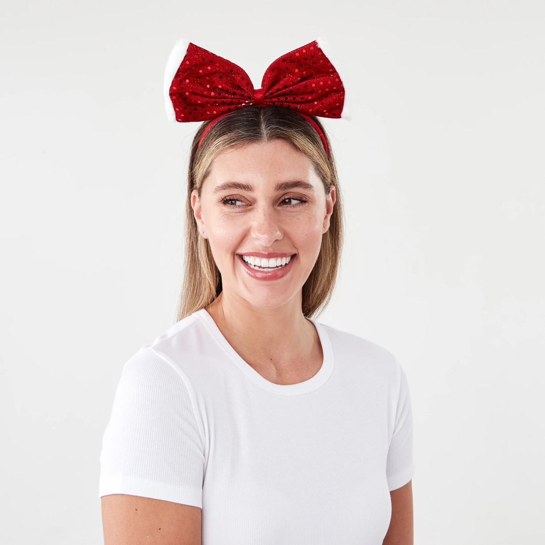 4 Christmas Glitter Bow Headband - Red, 4 of 5