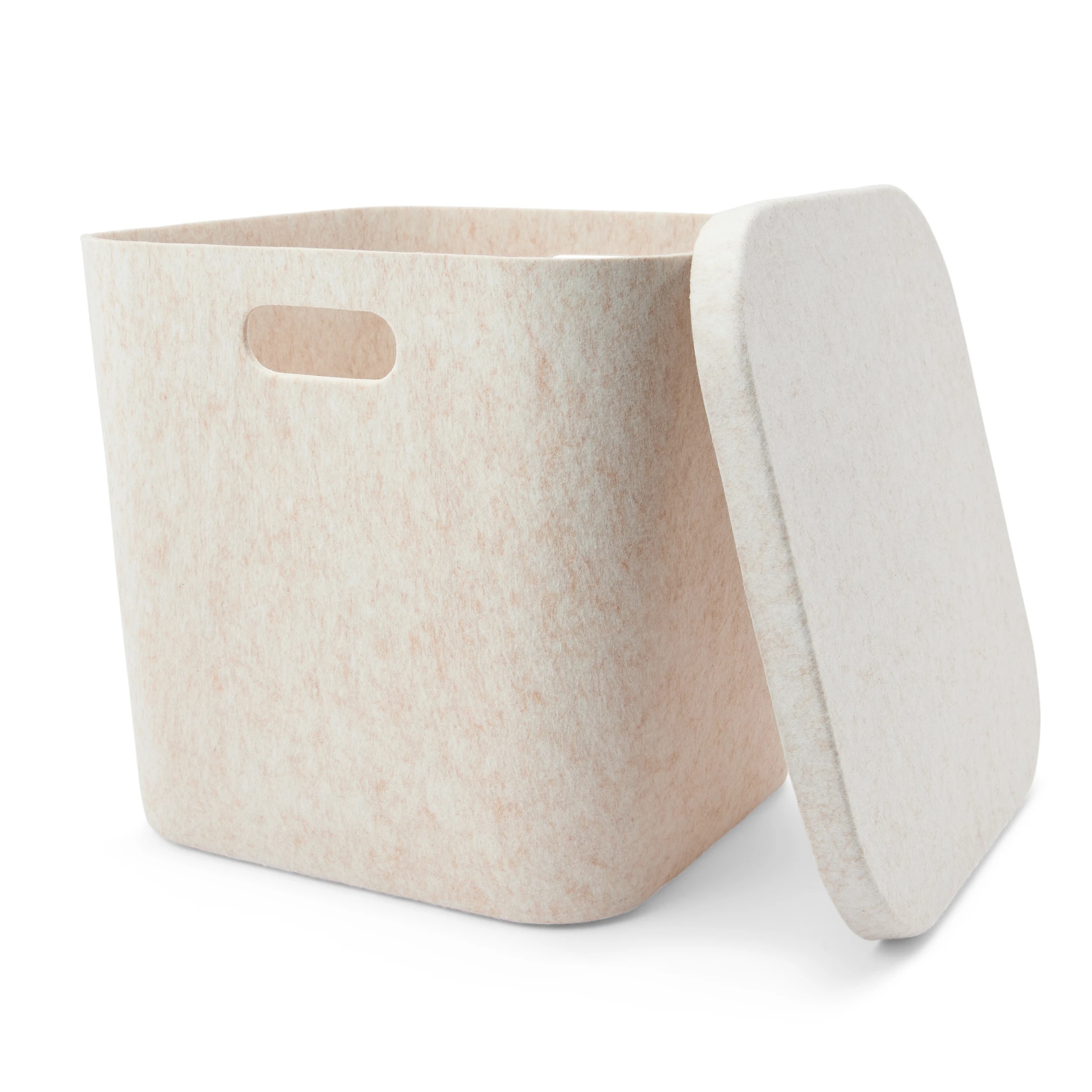 4 Square Felt Basket with Lid - Beige, 4 of 9