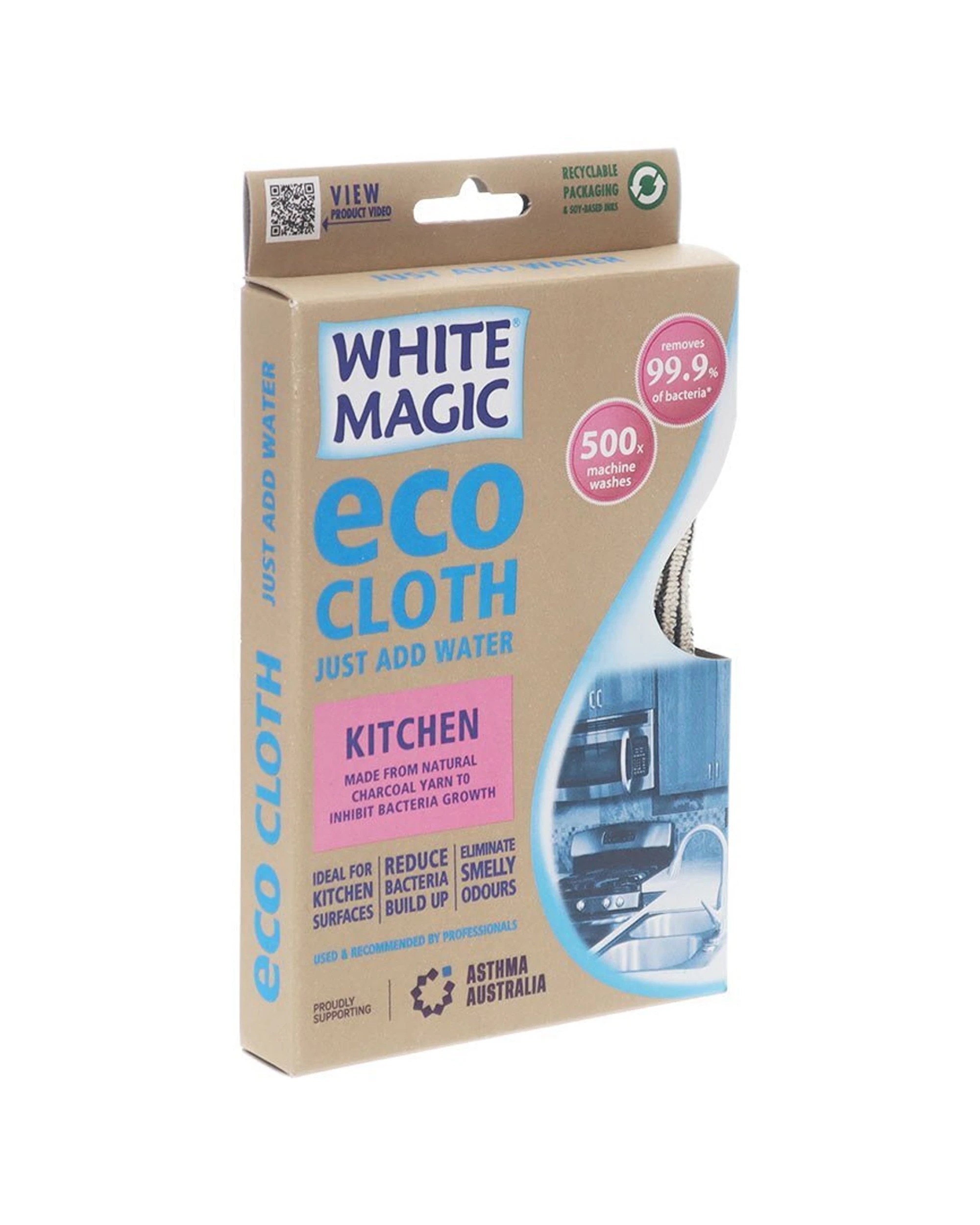 3 White Magic Eco Cloth Kitchen Surface Cleaner Charcoal Yarn Bacteria Inhib - Grey, 3 of 4