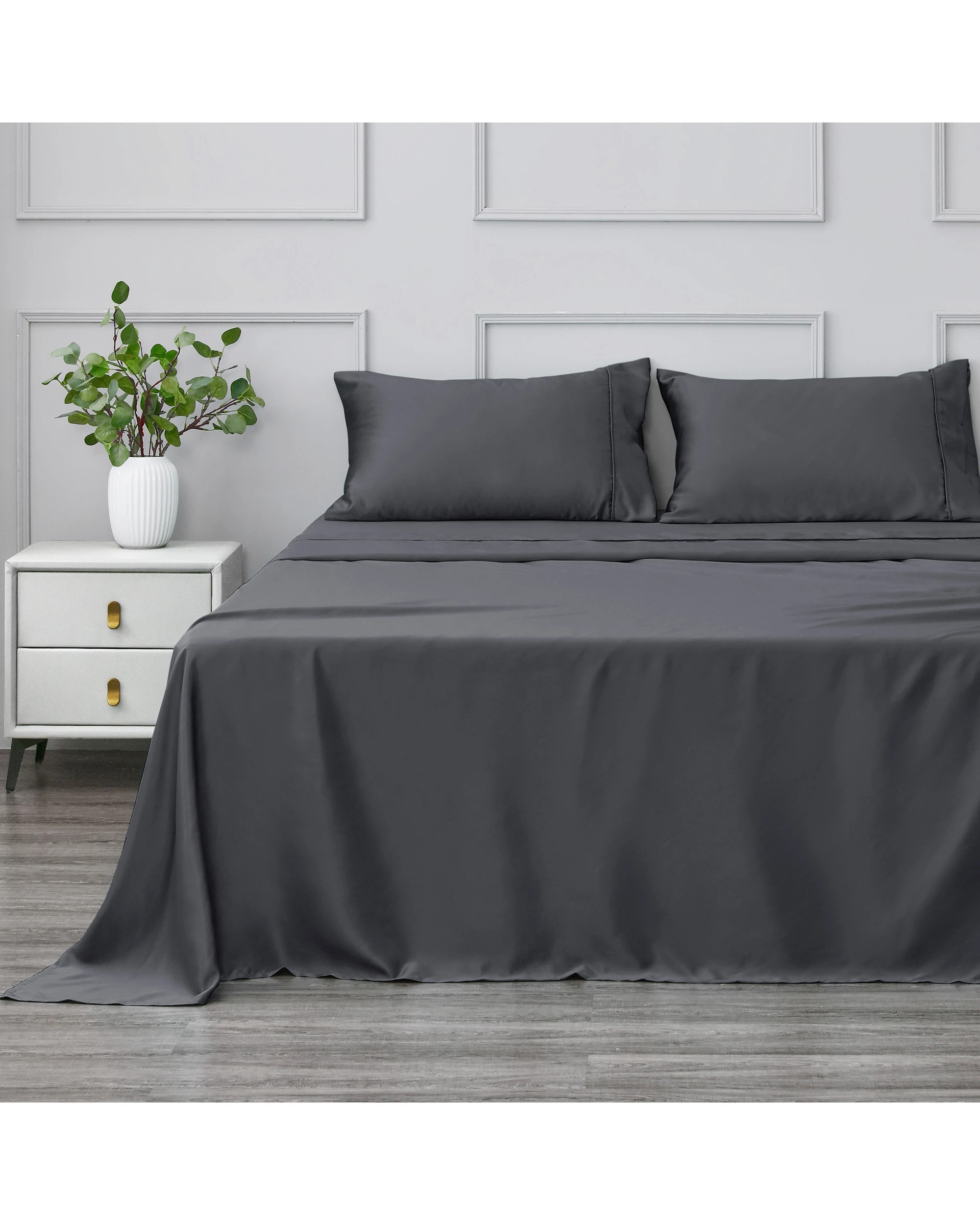 3 Dreamaker Matte Satin Sheet Set - King Bed - Charcoal, 3 of 7