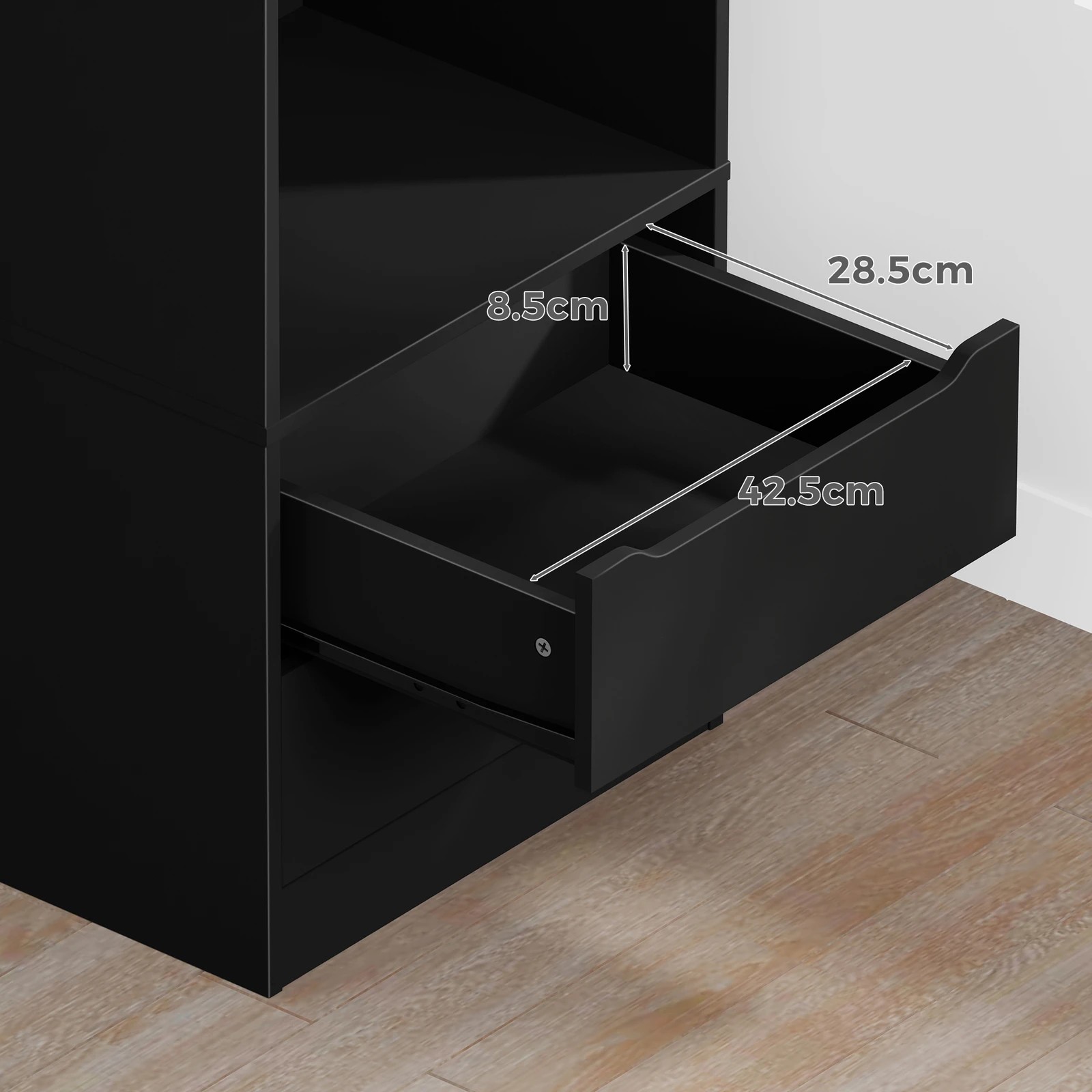 8 Alfordson Chest of 2 Drawers Office Storage Cabinet Tallboy Bedroom - Black, 8 of 10